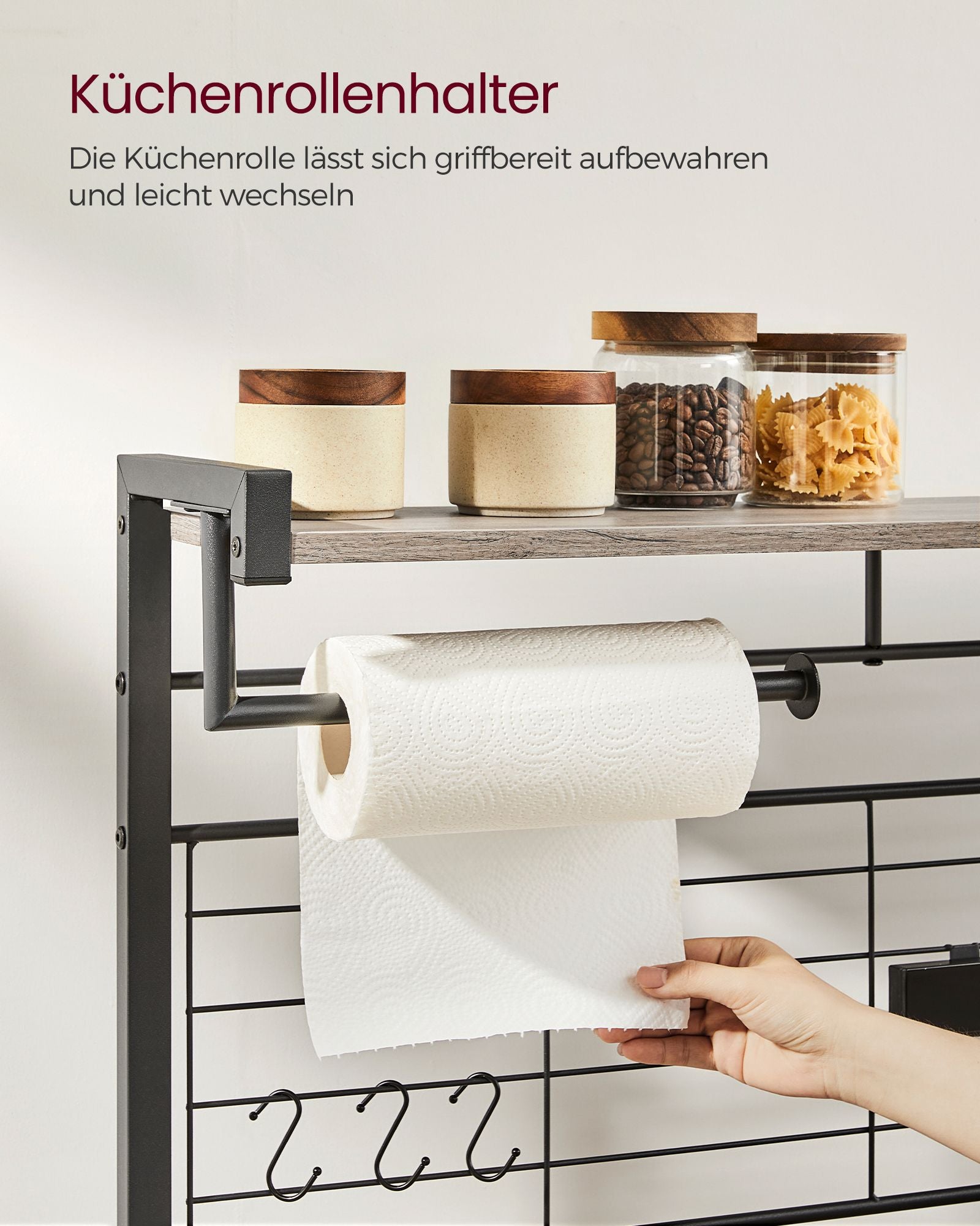 Küchenregal 12 Haken greige-schwarz