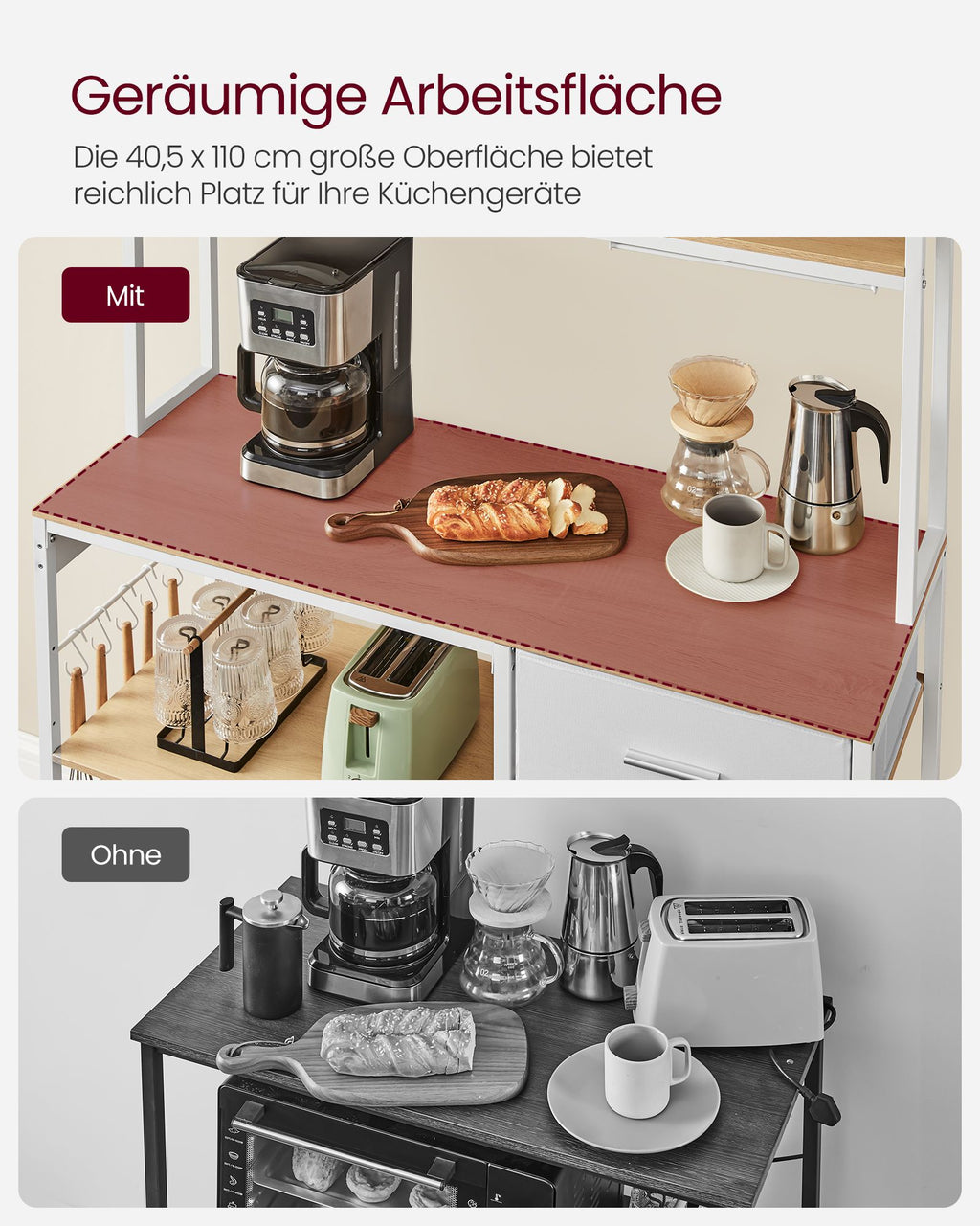 Mikrowellen-Regal mit verstellbaren Ablagen goldeichenfarben-wolkenweiß