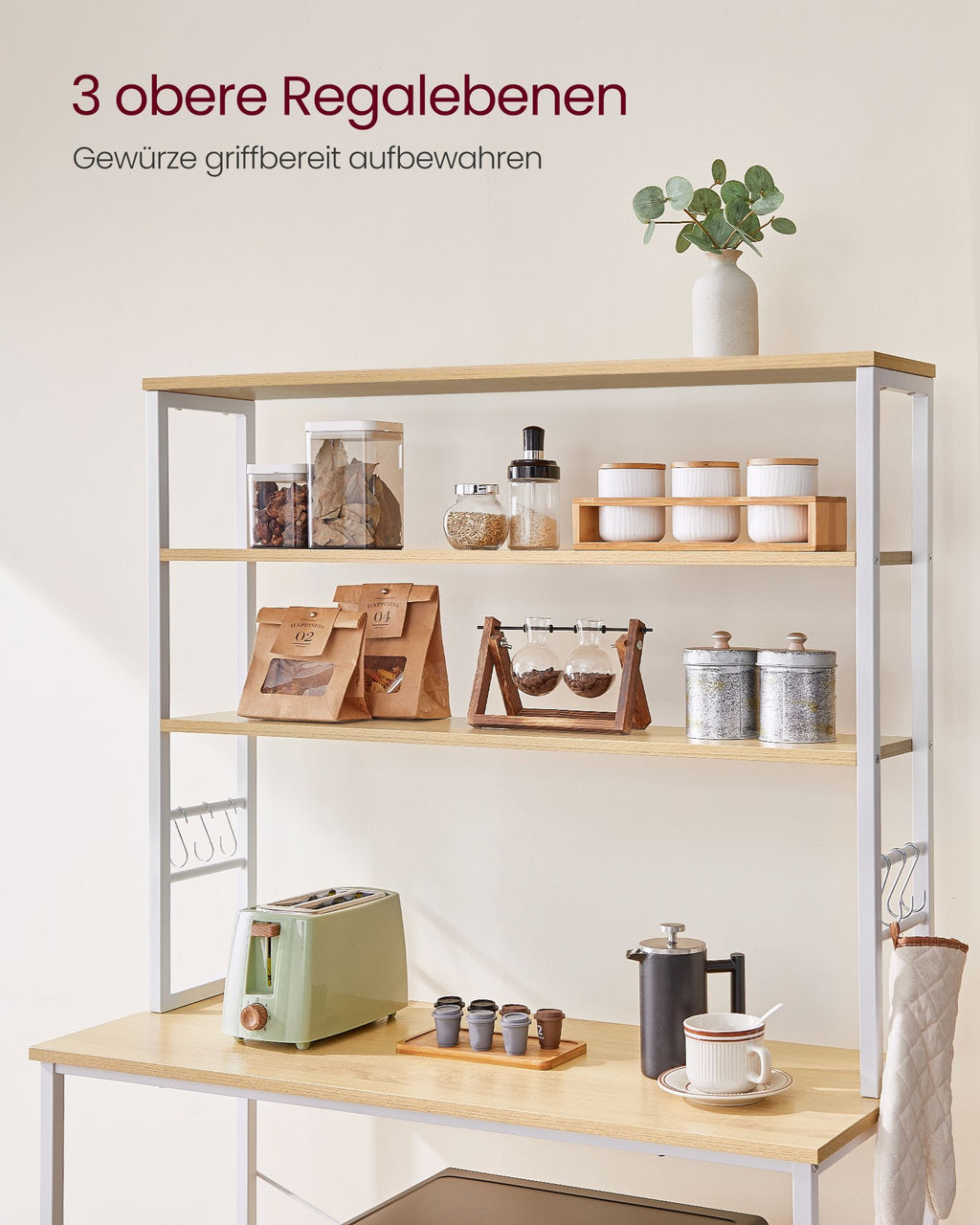 Küchenregal Industrie-Design eichenfarben-weiß