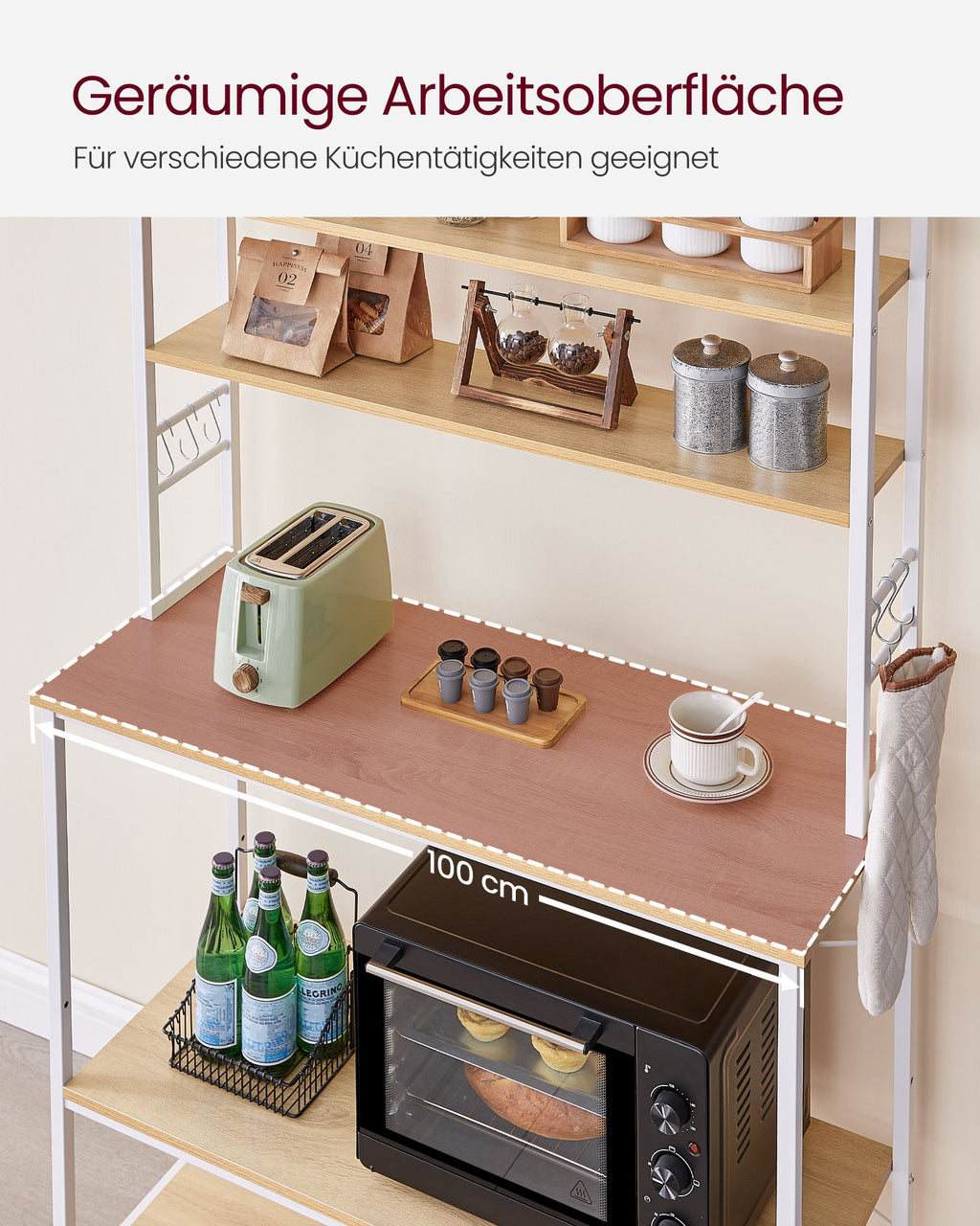 Küchenregal Industrie-Design eichenfarben-weiß