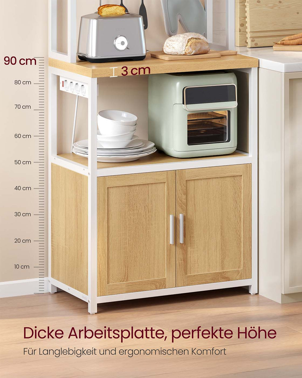 Küchenregal mit Steckdosen und Haken