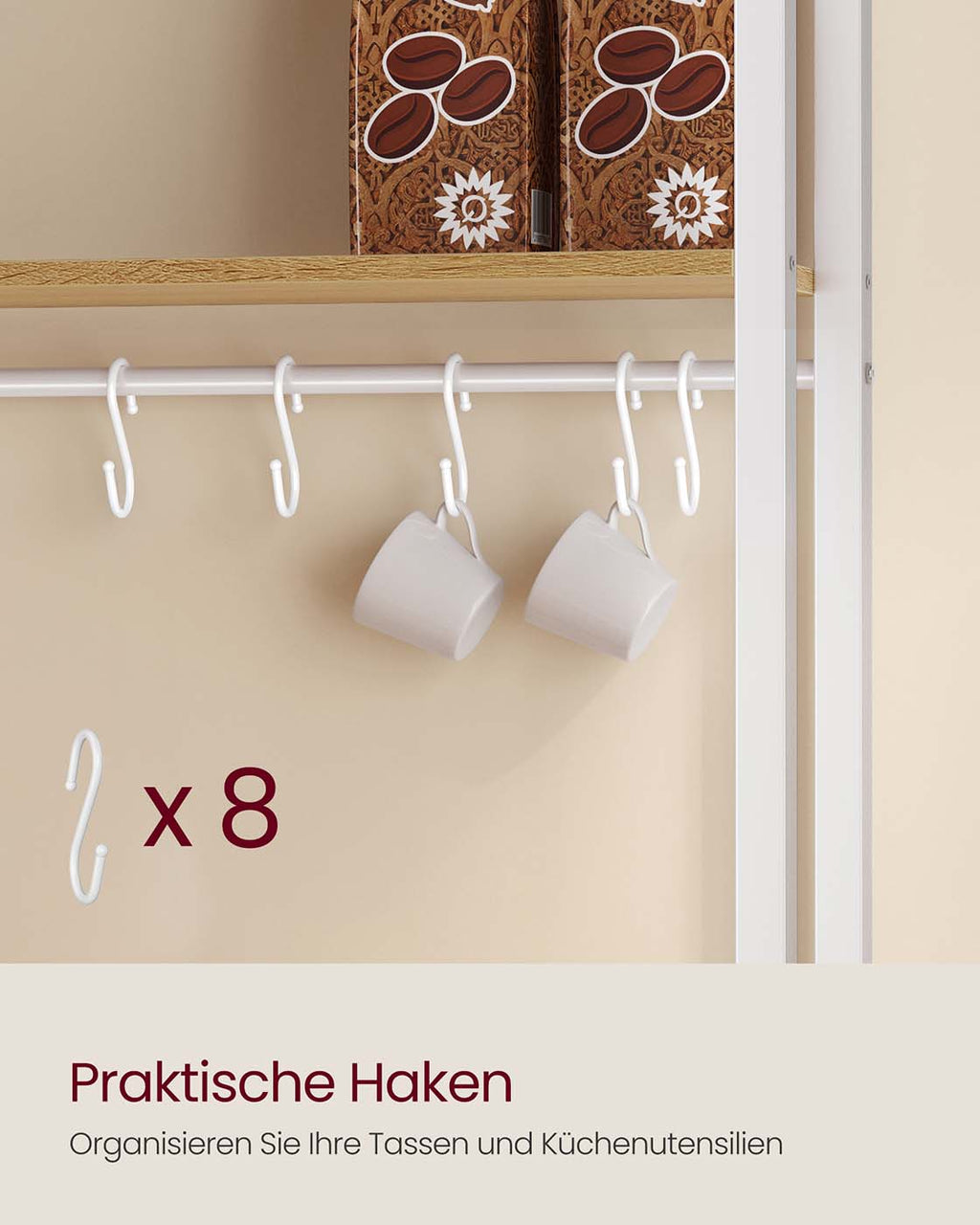Küchenregal mit Steckdosen und Haken