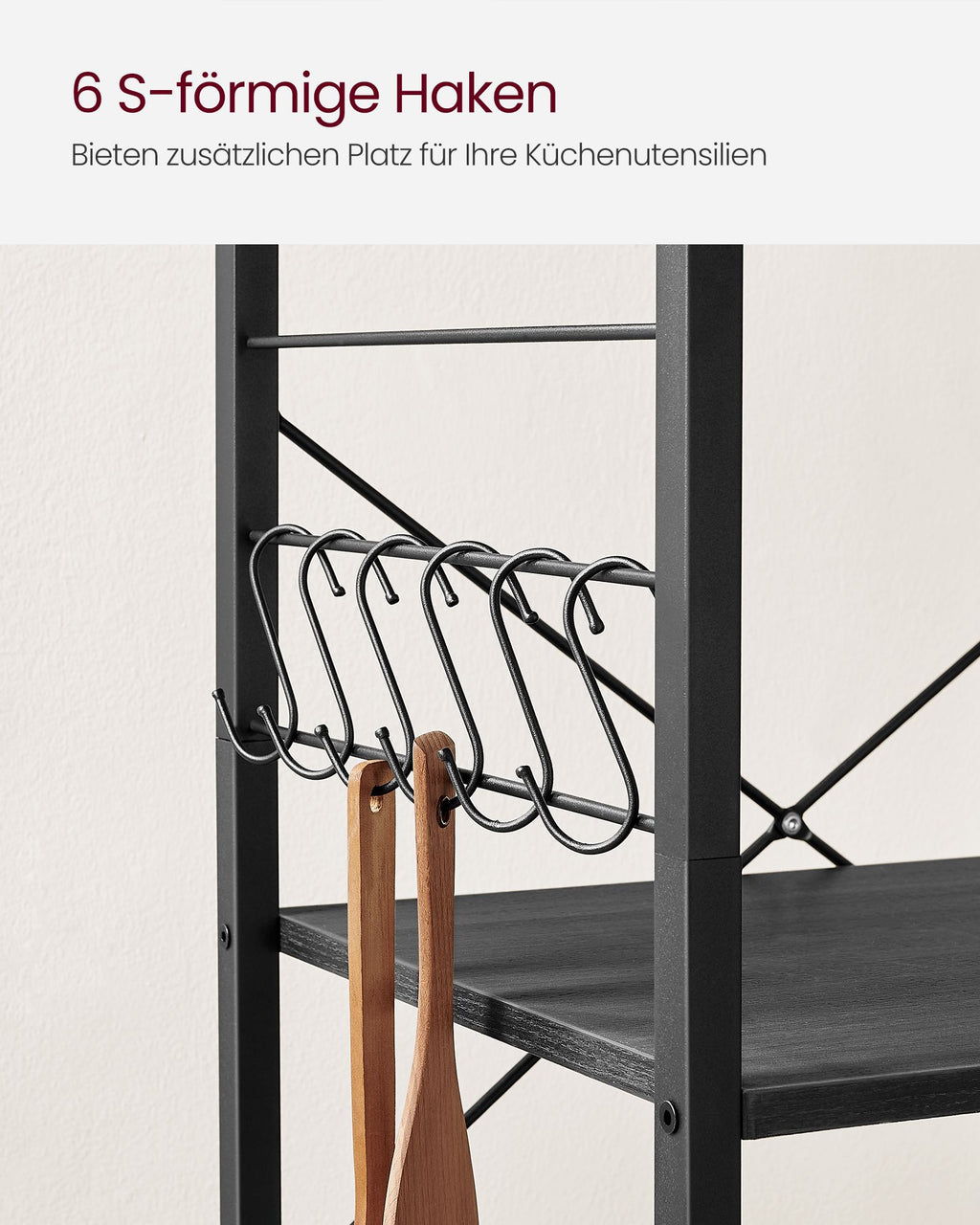 Küchenregal auf Rollen Metallrahmen ebenholzfarben-schwarz