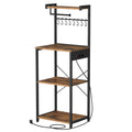 Standregal mit 4 Ebenen, Küchenregal mit Ladestation, 8 Haken
