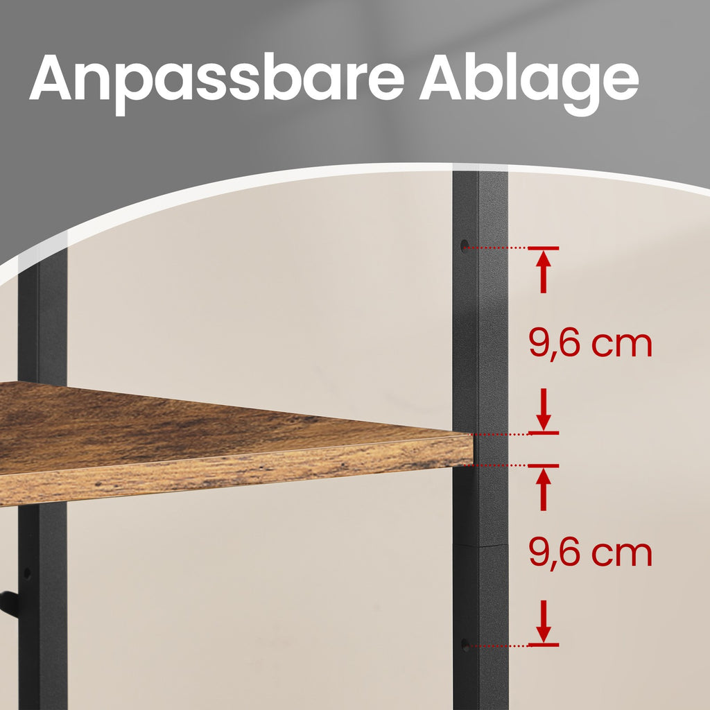 Standregal mit 4 Ebenen, Küchenregal mit Ladestation, 8 Haken