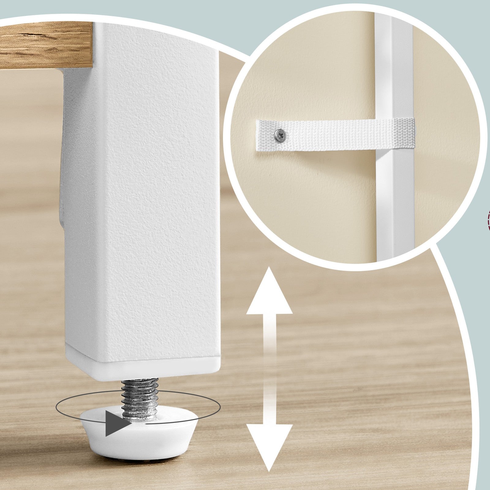 Standregal mit 4 Ebenen, Küchenregal mit Ladestation, 8 Haken