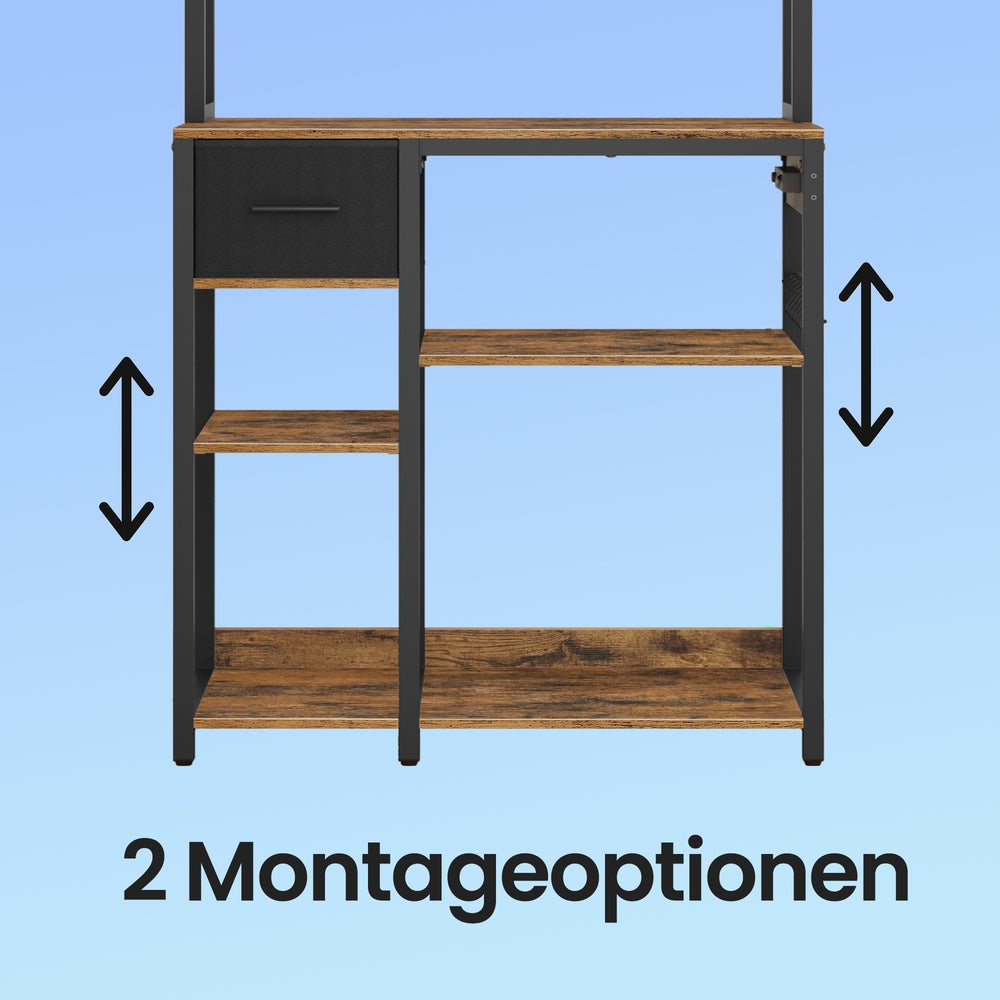 Küchenregal mit Steckdosen, Standregal, Mikrowellen-Regal