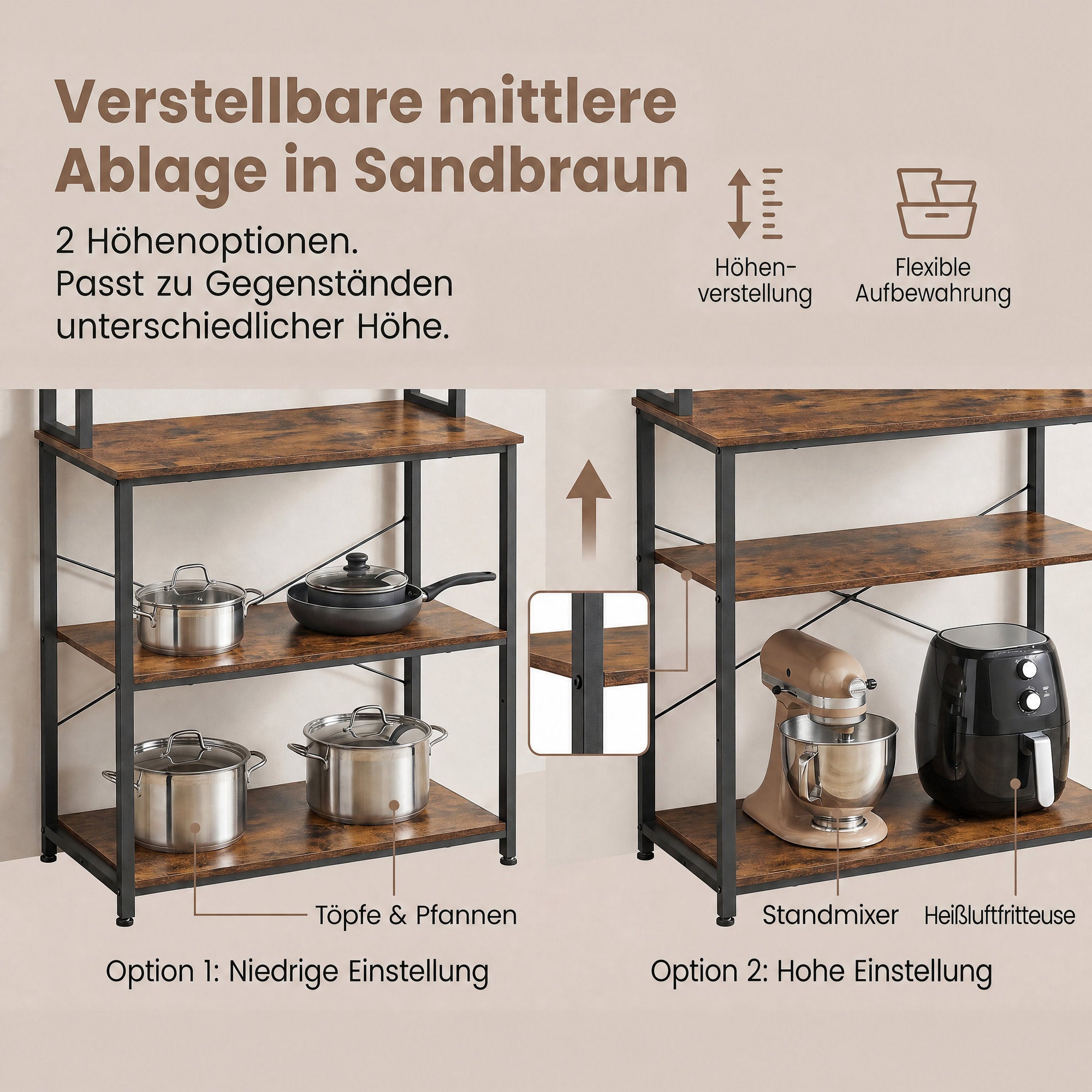 Küchenregal, Standregal, Mikrowellen-Regal