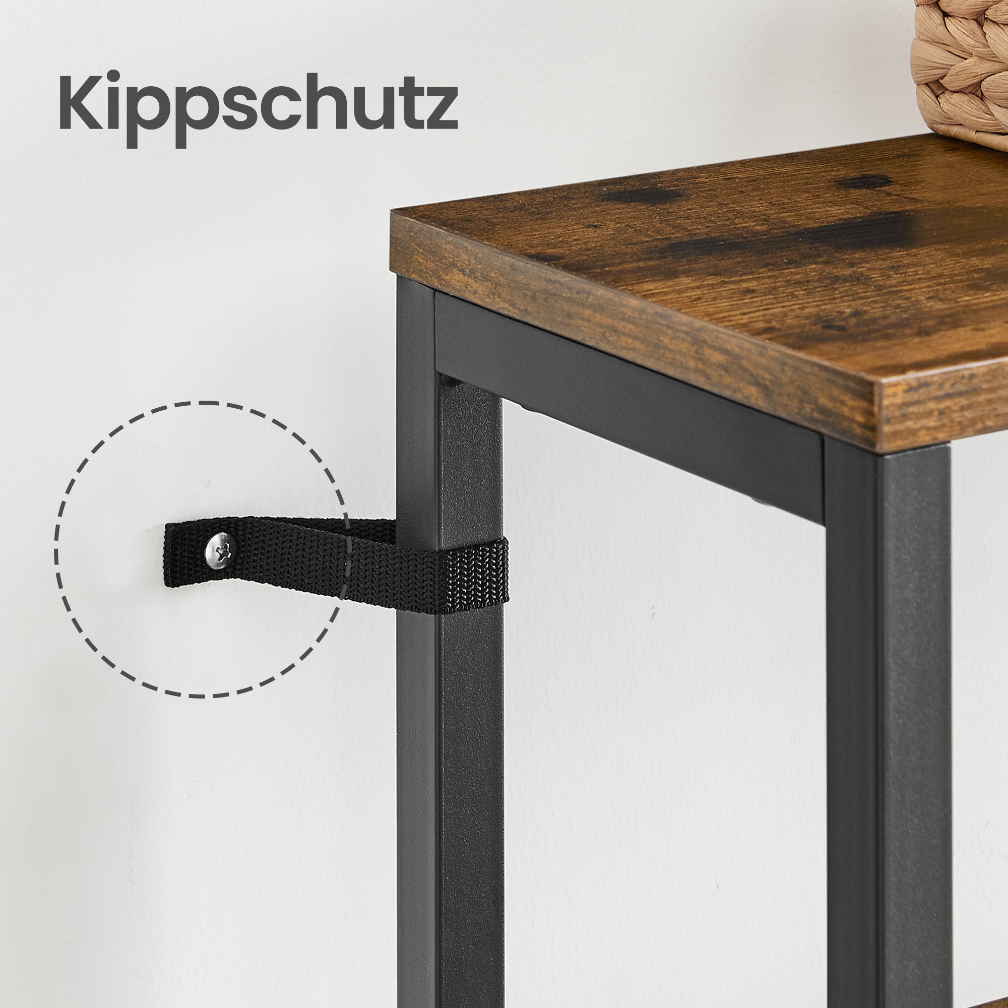 Küchenregal stehend, Standregal für Mikrowellen, 6 Regalebenen und 6 Haken
