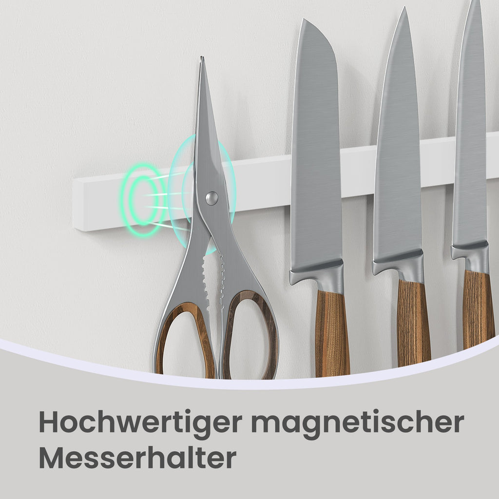 Kücheninsel mit Regal, Magnetleiste für Messer, Drahtkorb