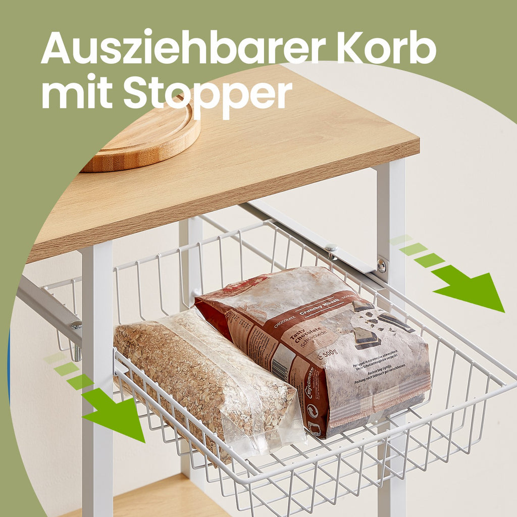 Küchenregal, Standregal, Bäckerregal mit Metallkorb