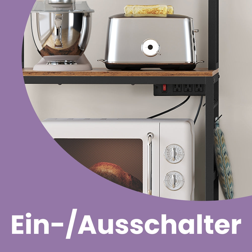 Küchenregal mit Steckdosenleiste, mit Gitterablage, 14 Haken