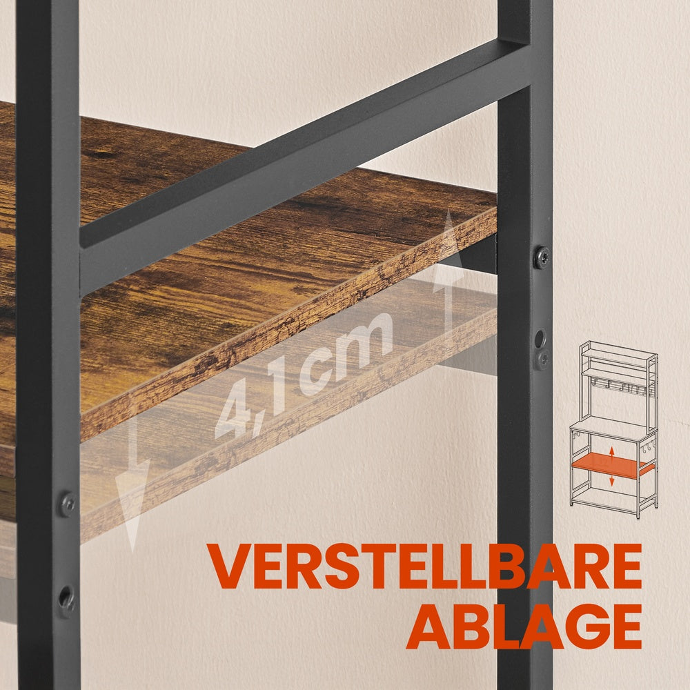 Küchenregal, Standregal mit Steckdosen, Mikrowellen-Regal
