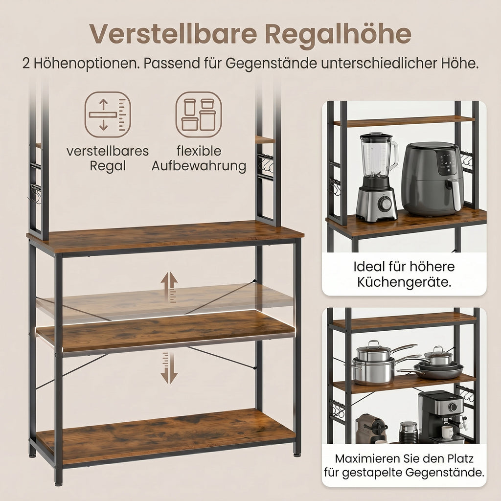 Küchenregal Industrie-Design vintagebraun-schwarz
