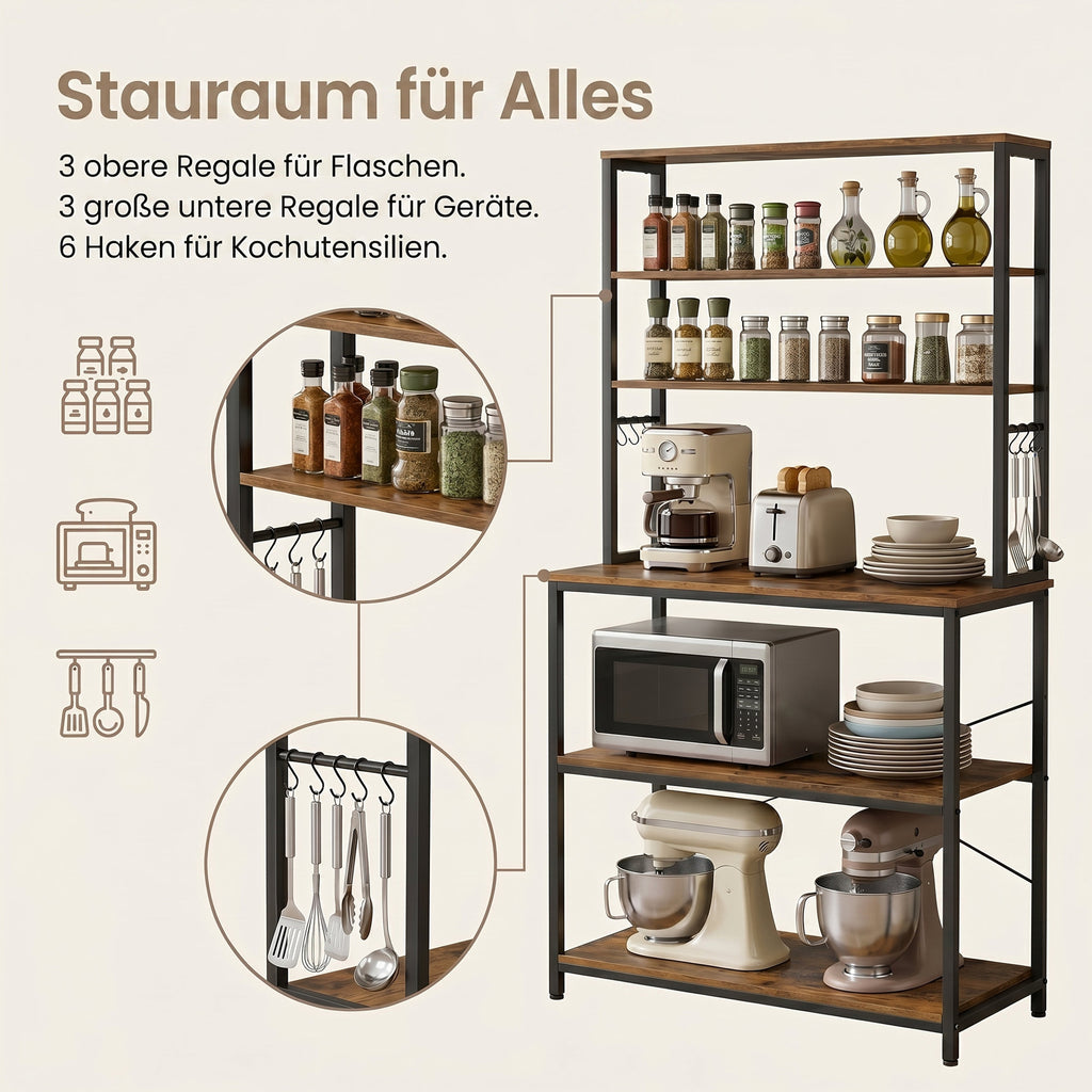 Küchenregal Industrie-Design vintagebraun-schwarz