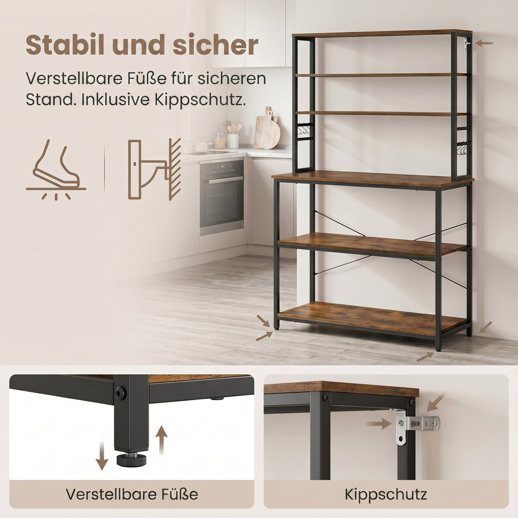 Küchenregal Industrie-Design vintagebraun-schwarz