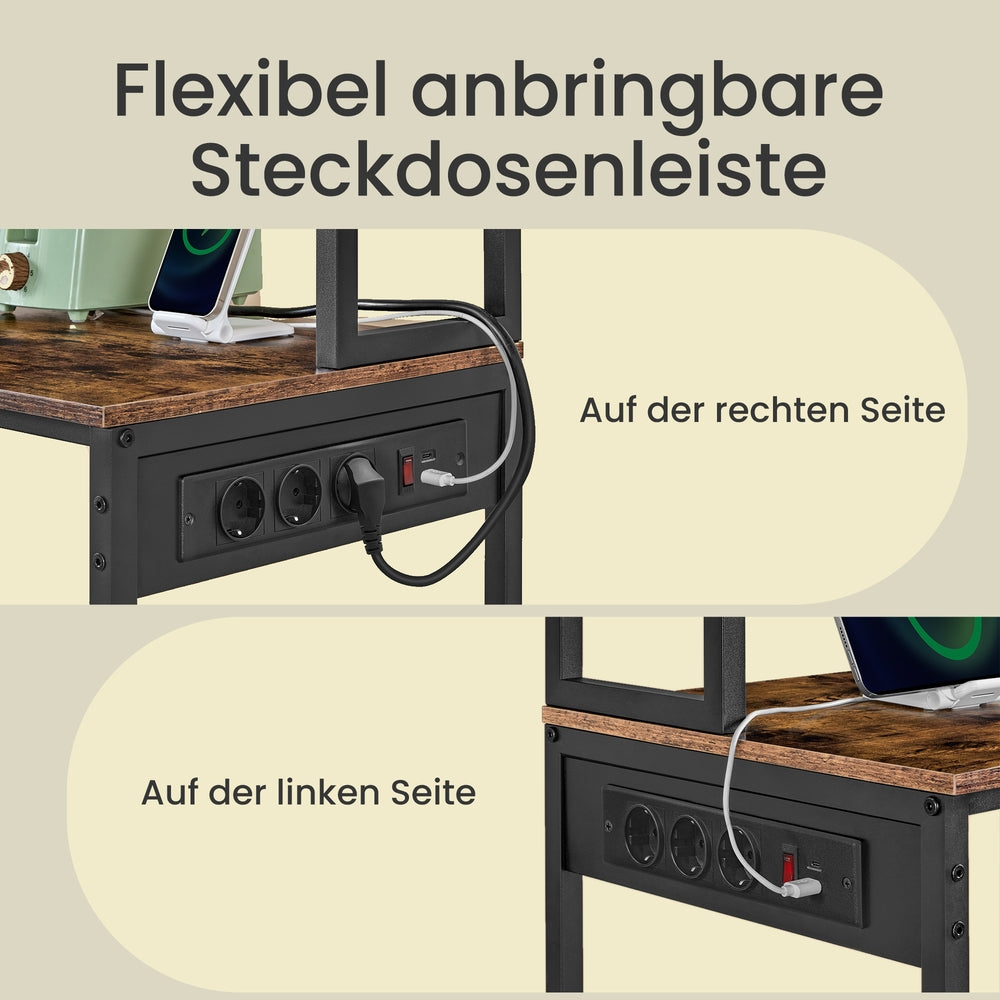 Küchenregal mit LED-Beleuchtung, Standregal mit Steckdosen, verstellbaren Ablagen