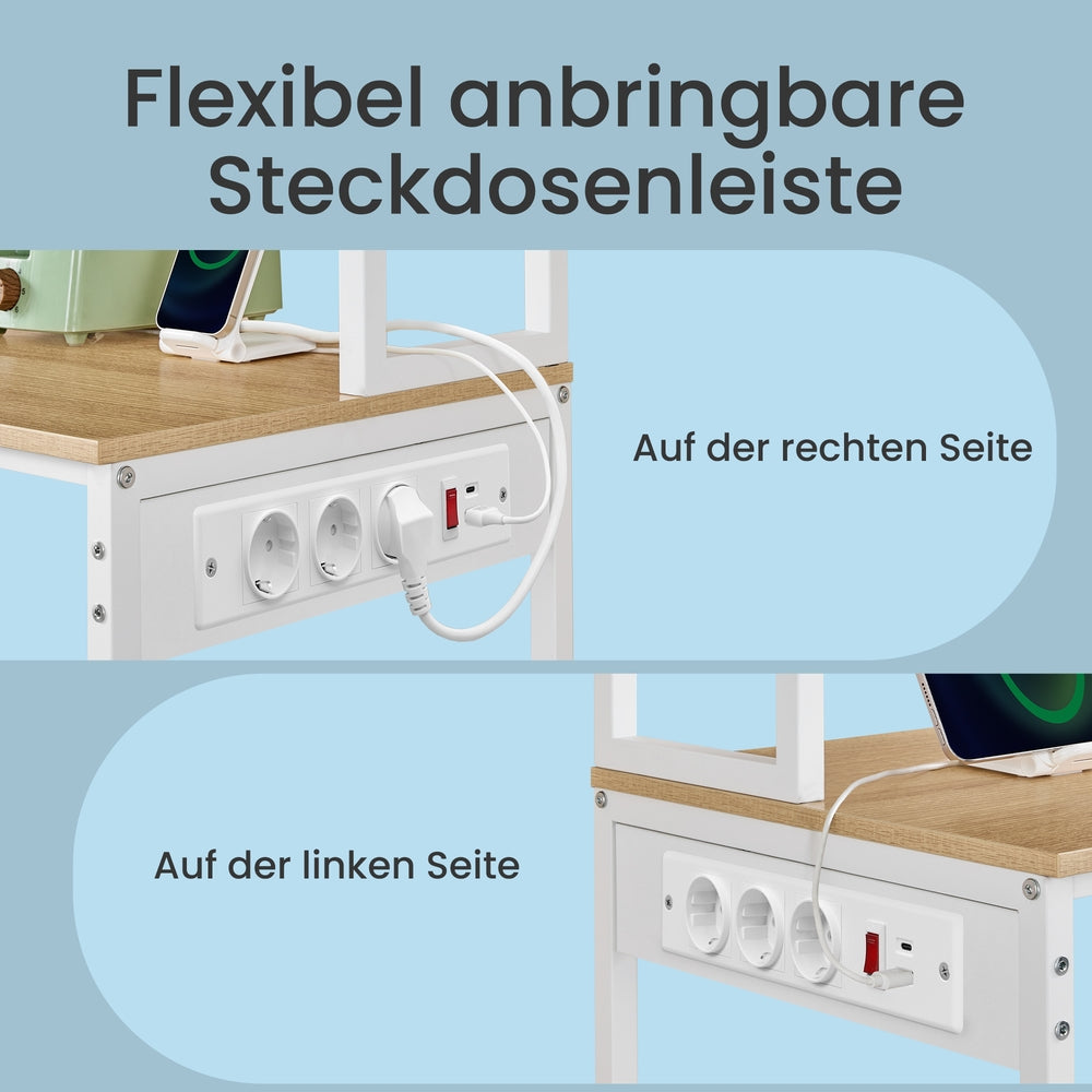 Küchenregal mit LED-Beleuchtung, Standregal mit Steckdosen, verstellbaren Ablagen