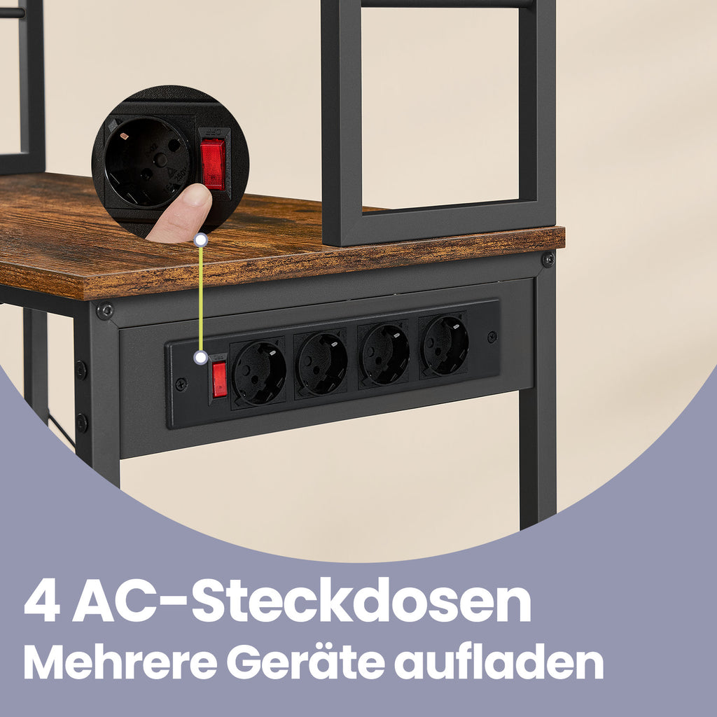 Küchenregal mit Steckdosen, Standregal, Mikrowellen-Regal