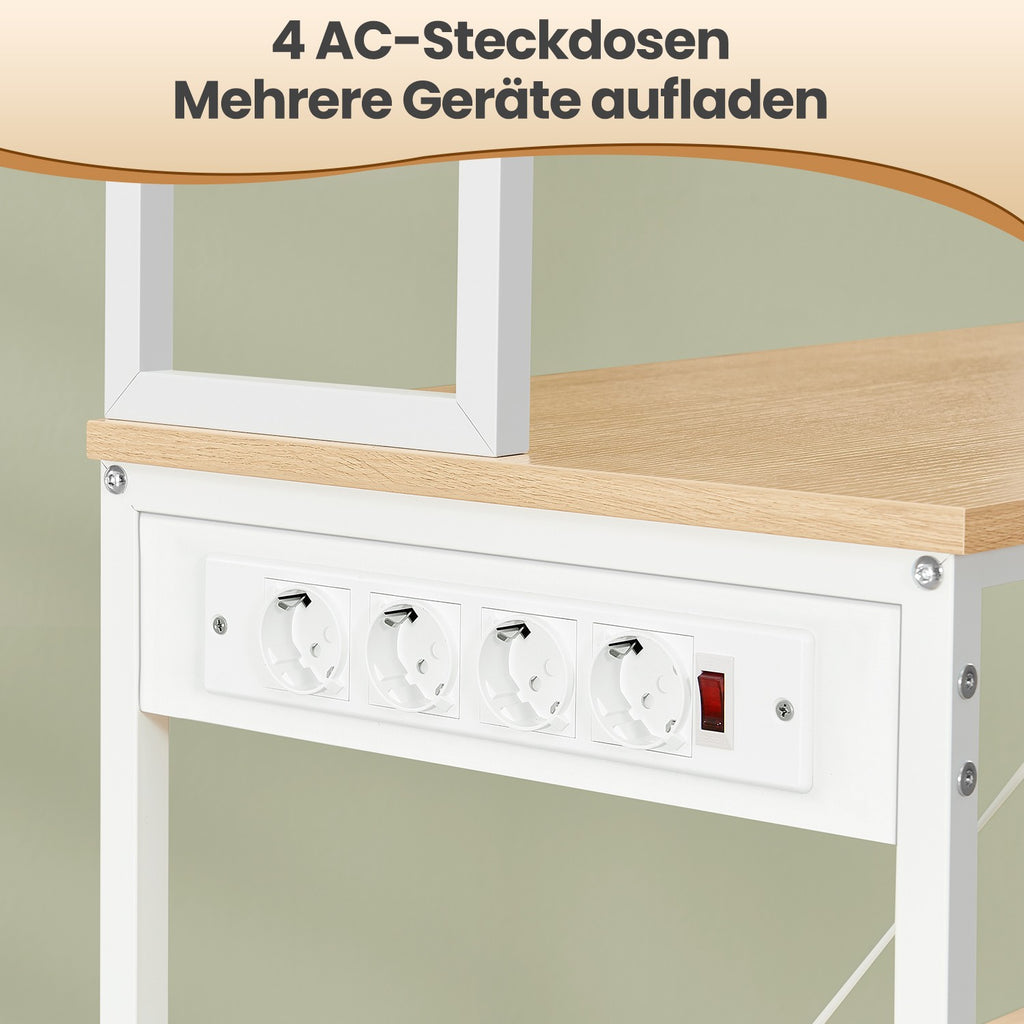 Küchenregal mit Steckdosen goldeichenfarben-wolkenweiß