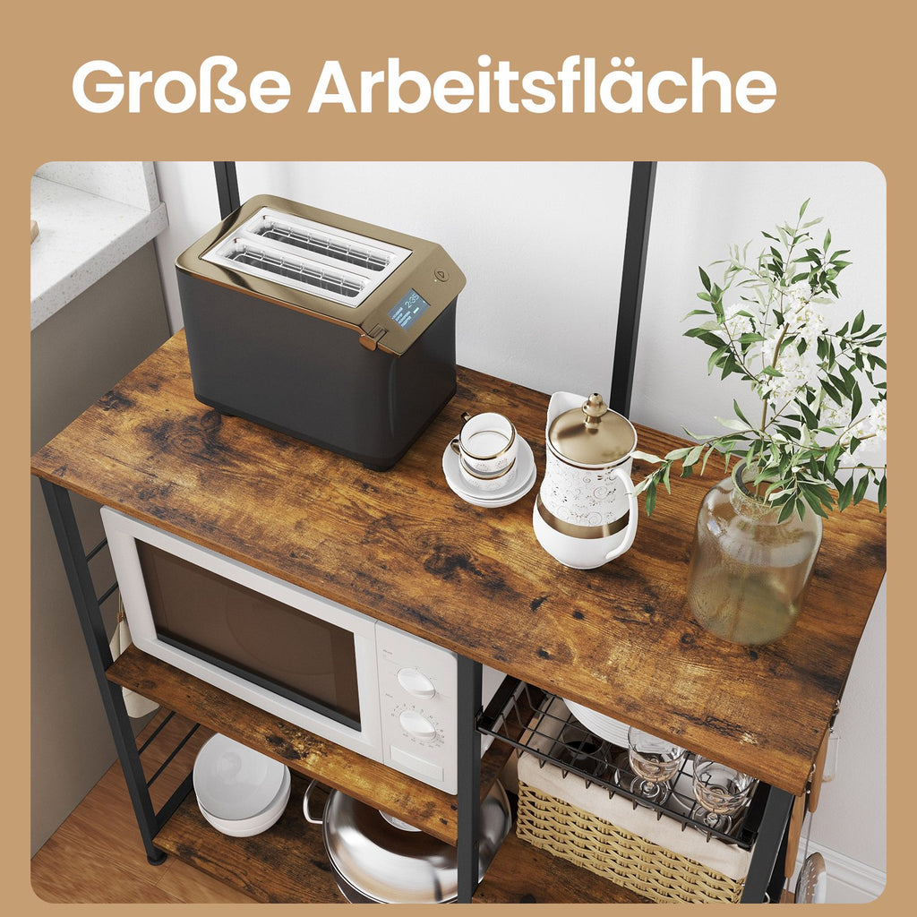 Küchenregal, Standregal, Bäckerregal mit Metallkorb