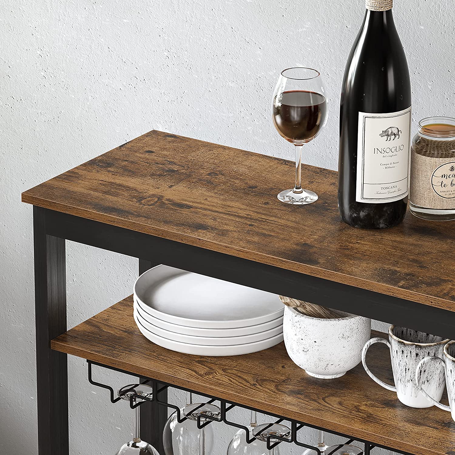 Industrie-Design Weinregal mit Glashaltern
