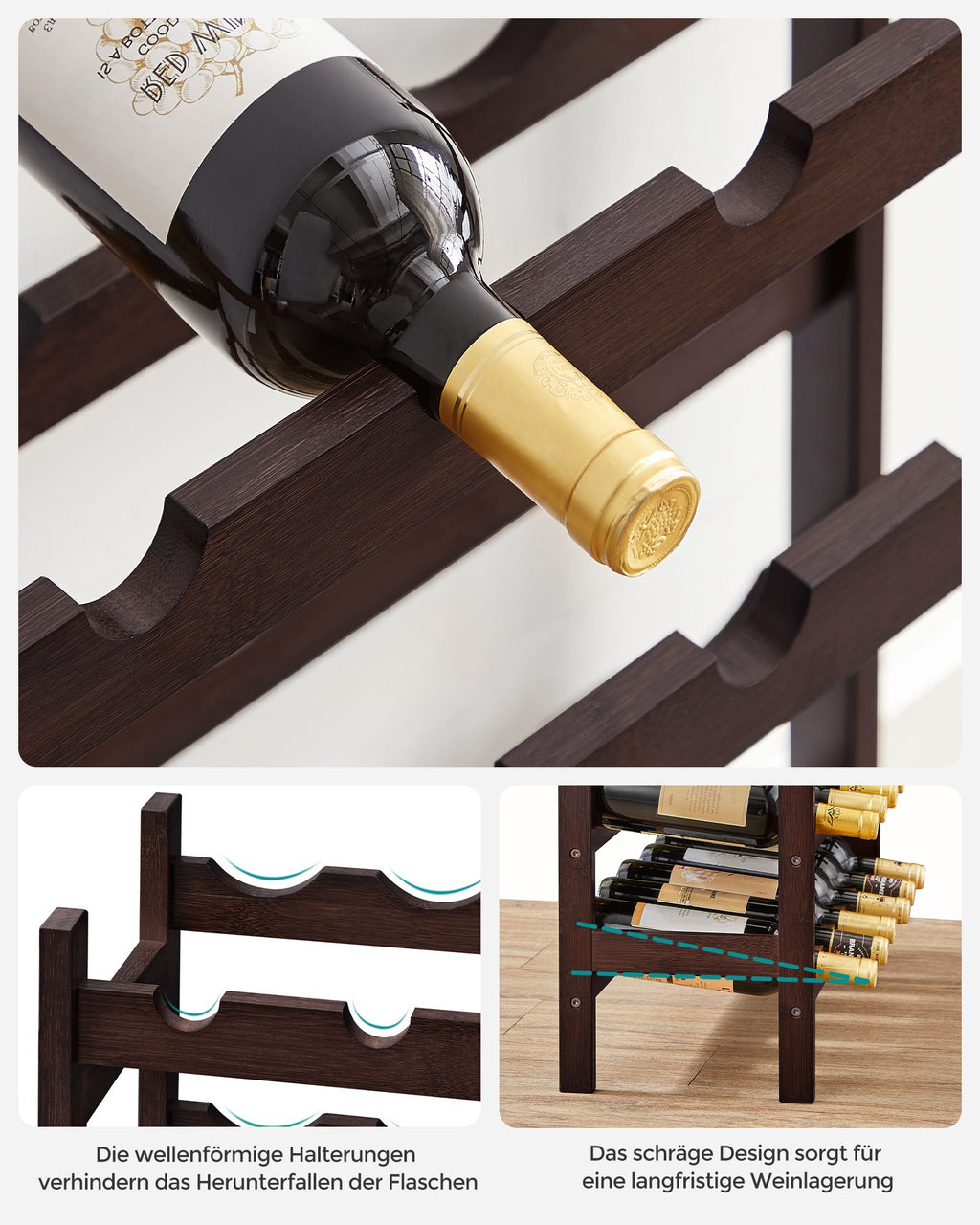 Weinregal mit 5 Ebenen aus Bambus