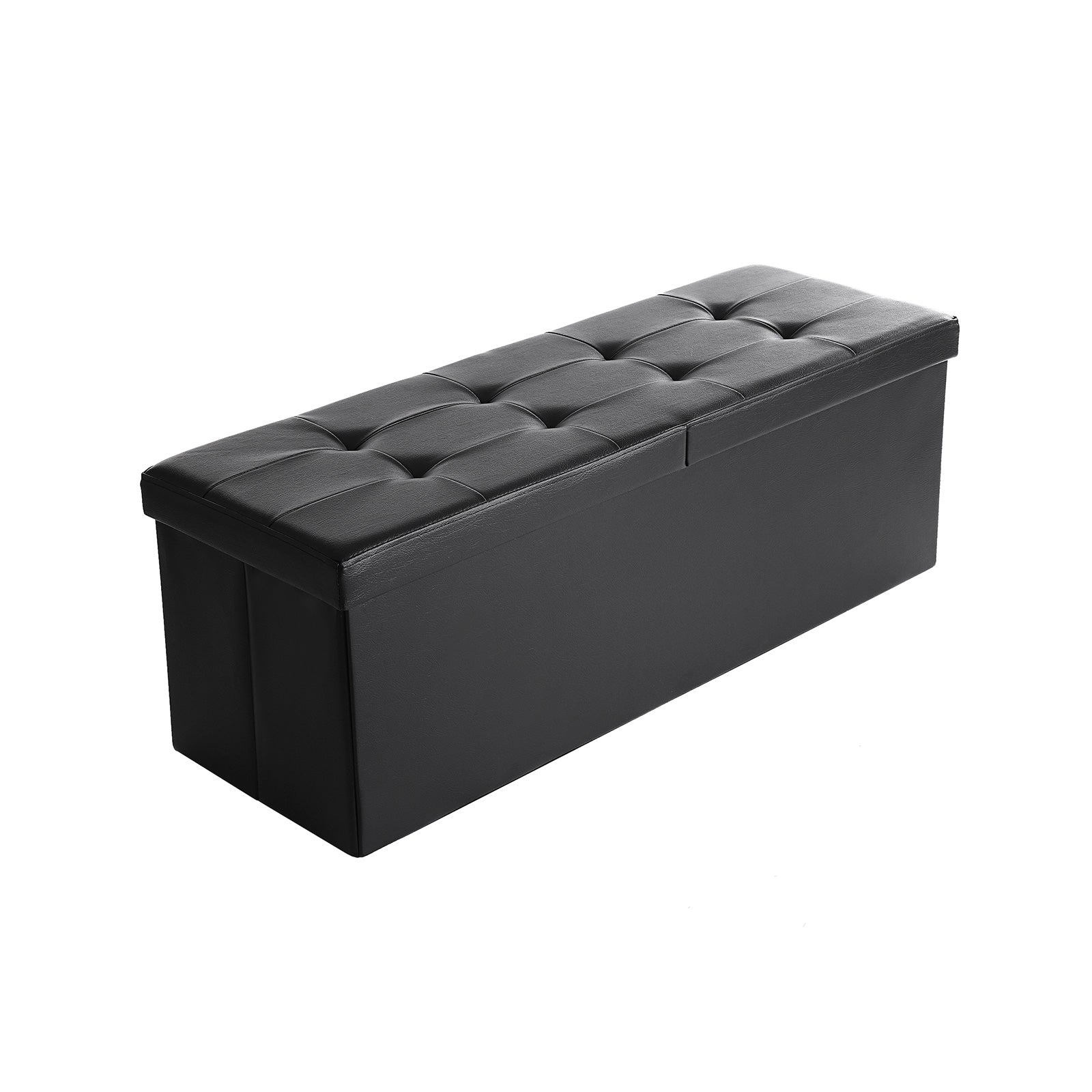 Sitzbank 110 cm Kunstleder, Klappdeckel Schwarz