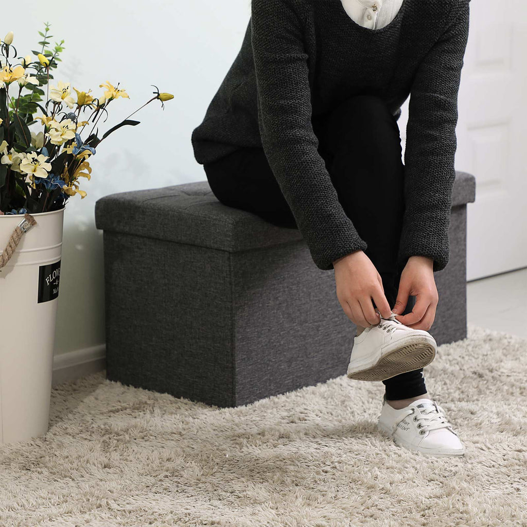 Sitzbank mit Klappdeckel 76 cm Dunkelgrau
