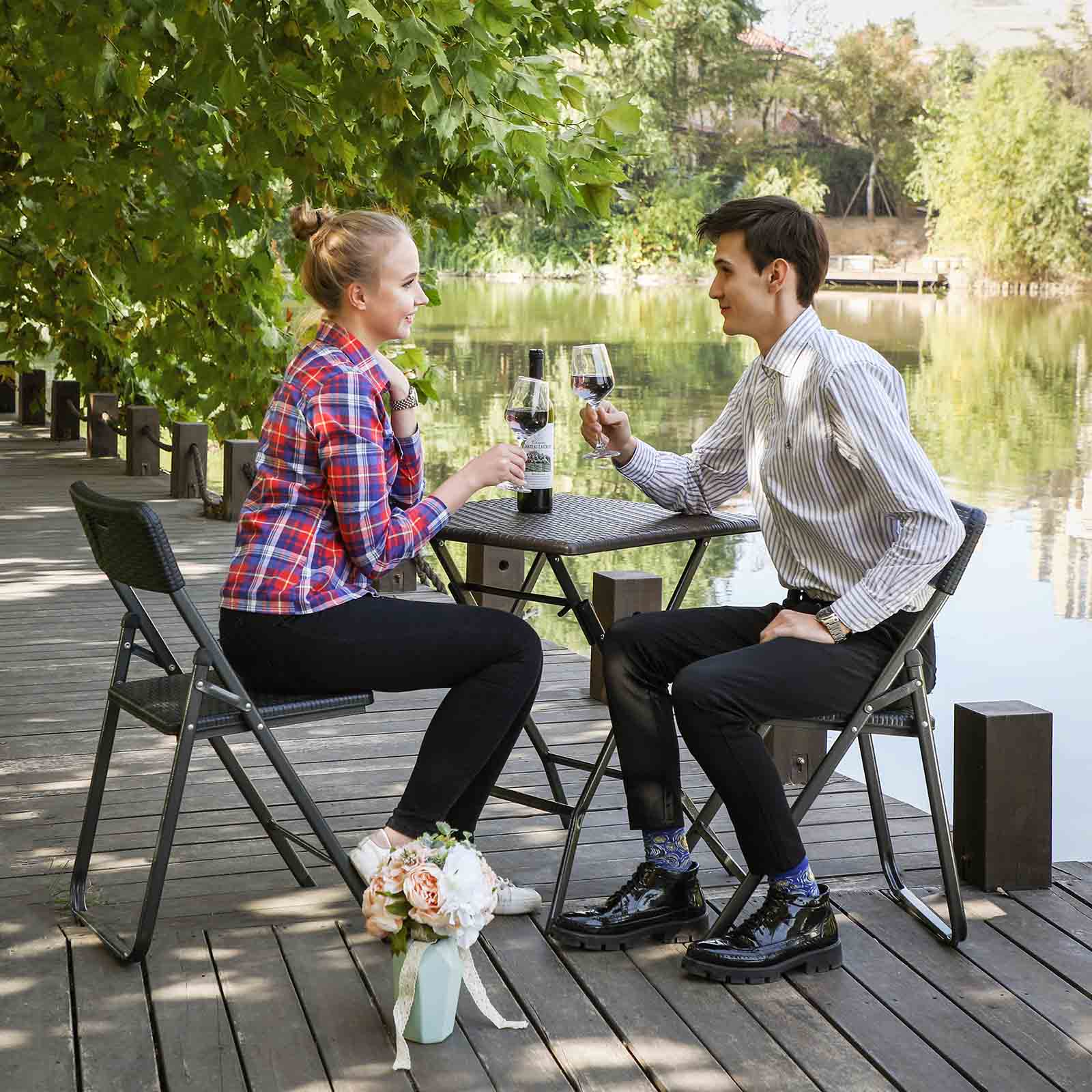 Klapptisch Polyrattan Dunkelbraun