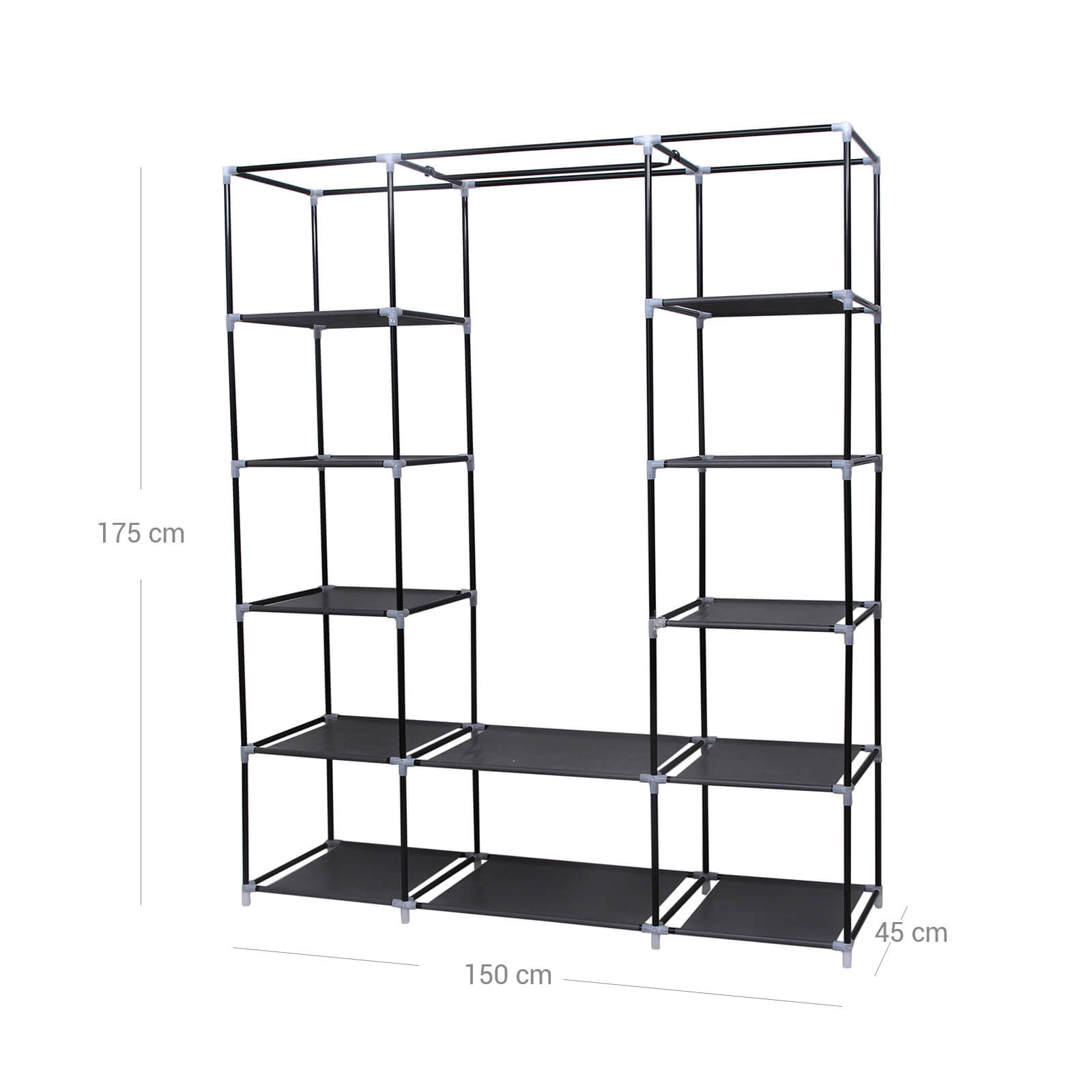 Kleiderschrank 175 x 150 cm Schwarz