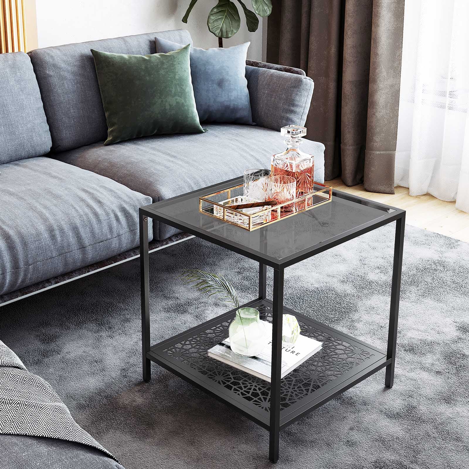 Kleiner Glastisch mit Blumenmuster