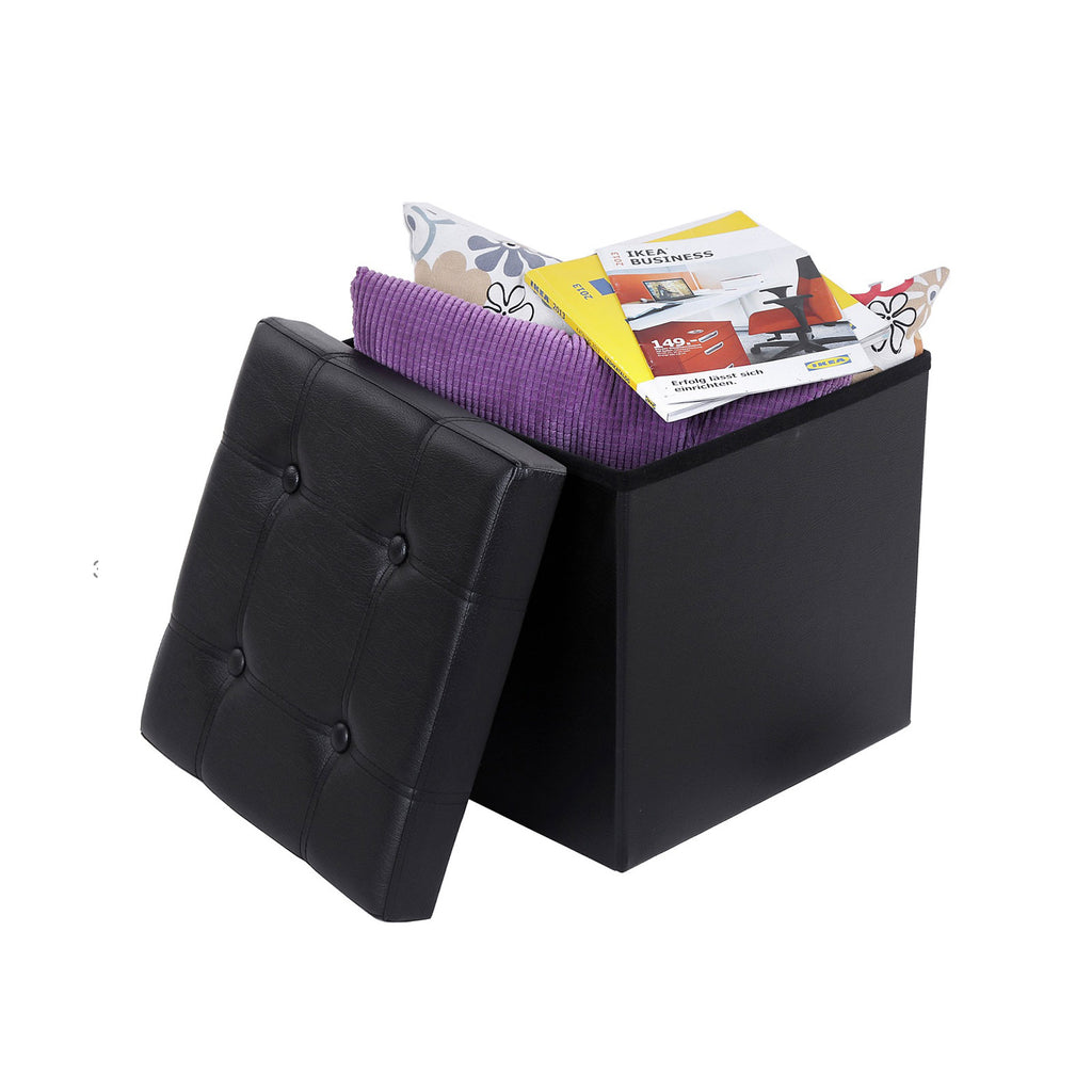 Kleiner Sitzwürfel  Kunstleder Schwarz