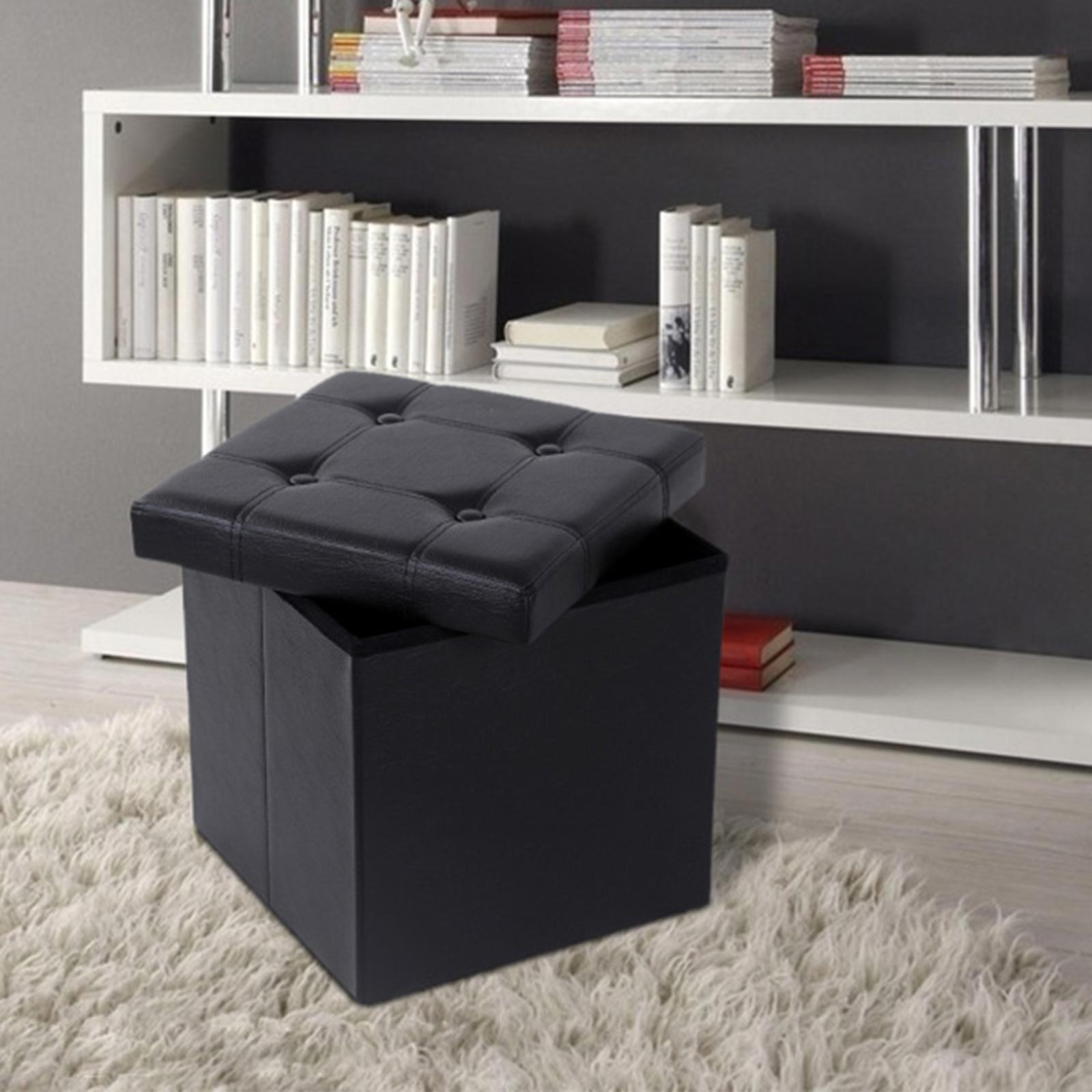 Kleiner Sitzwürfel  Kunstleder Schwarz