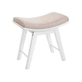 Konkaver Polsterhocker Weiß-Beige