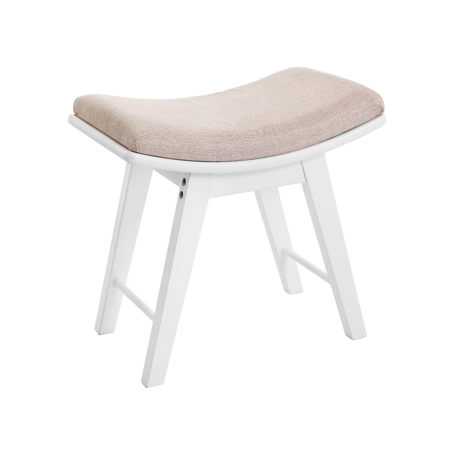 Konkaver Polsterhocker Weiß-Beige