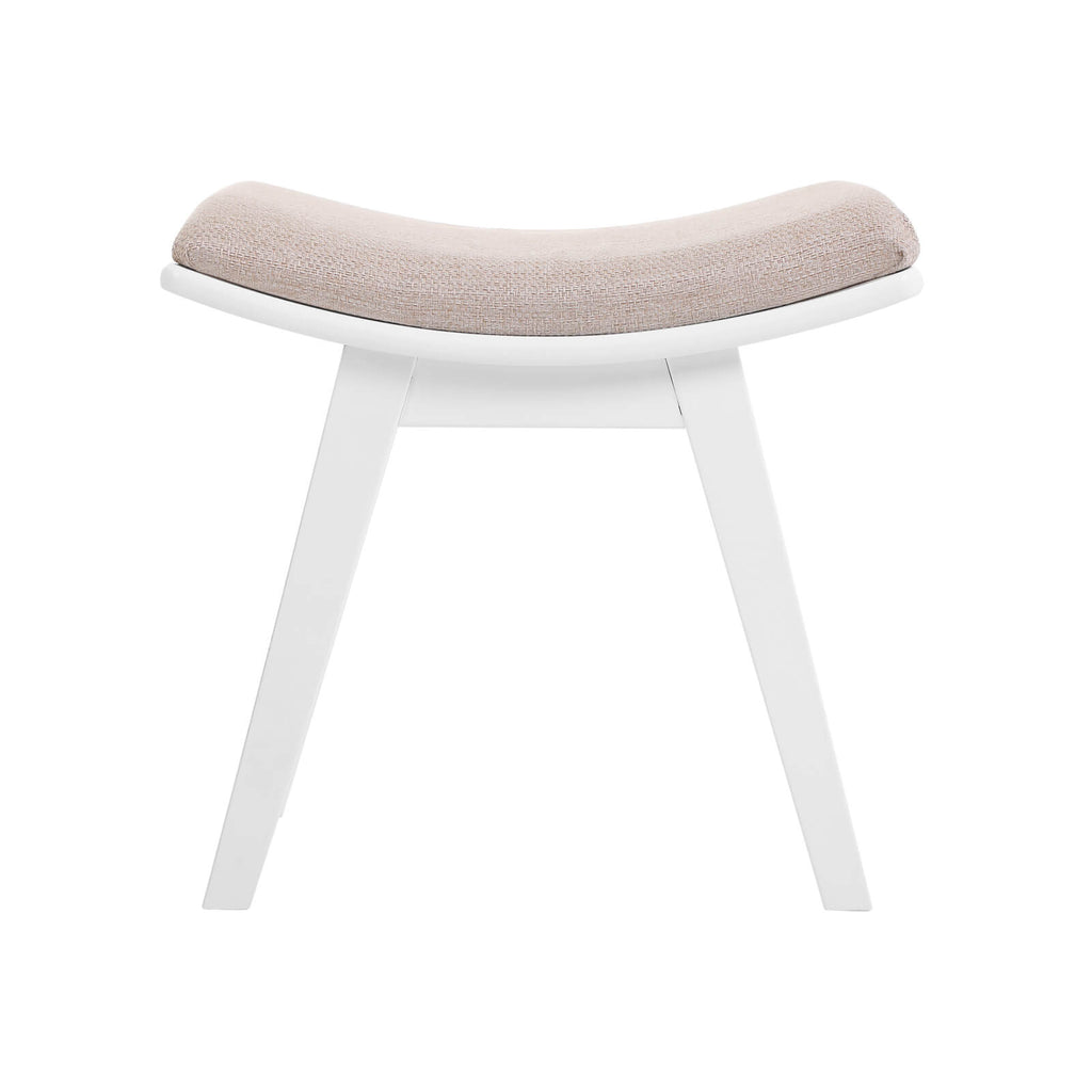 Konkaver Polsterhocker Weiß-Beige