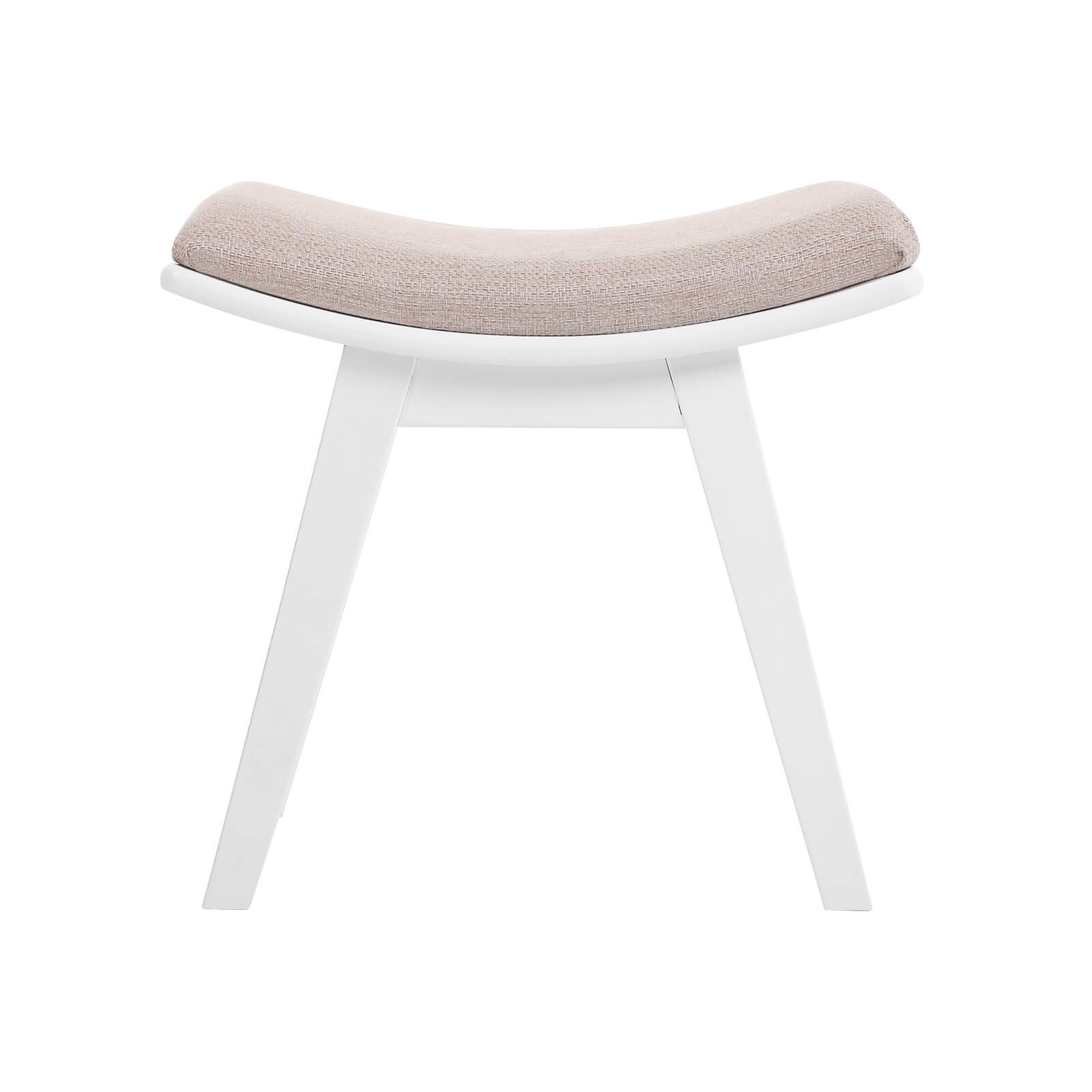 Konkaver Polsterhocker Weiß-Beige