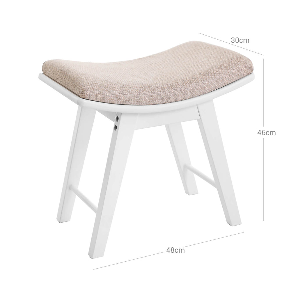 Konkaver Polsterhocker Weiß-Beige