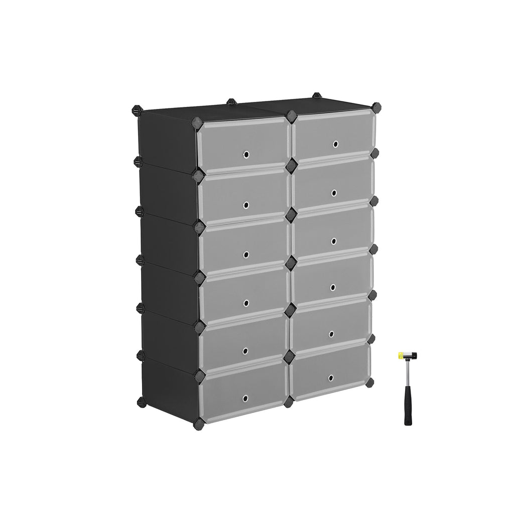Kunststoffschrank 12 Fächer Schwarz