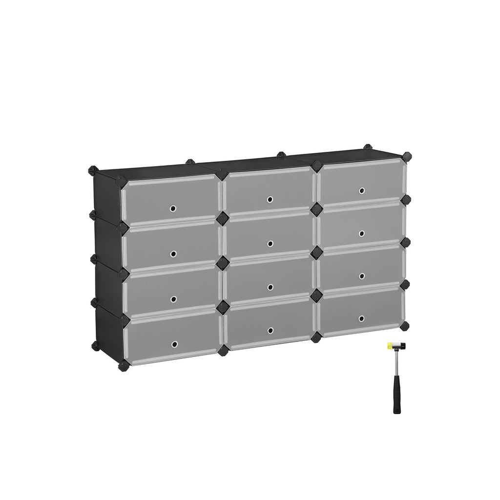 Kunststoffschrank 12 Fächer Schwarz