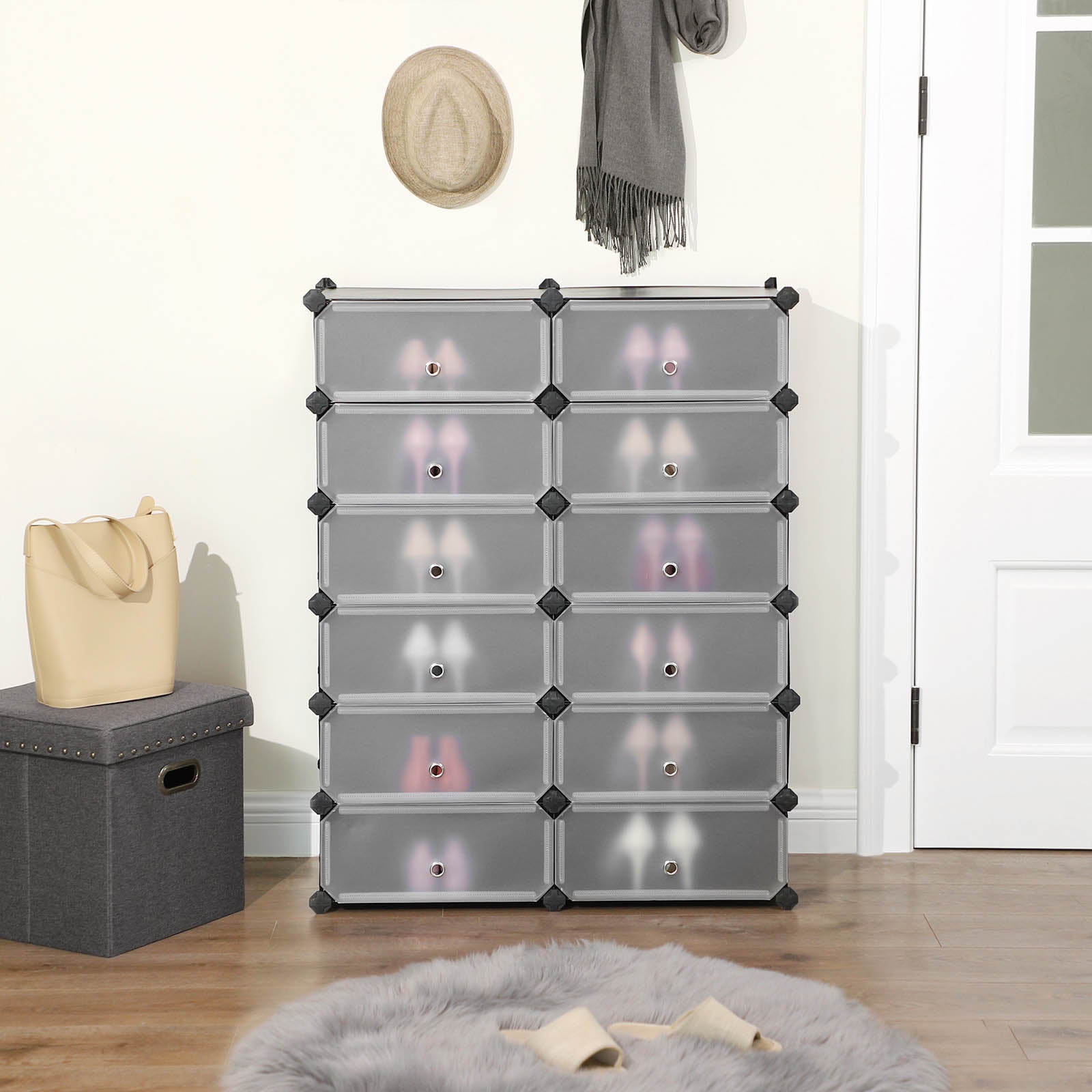 Kunststoffschrank 12 Fächer Schwarz