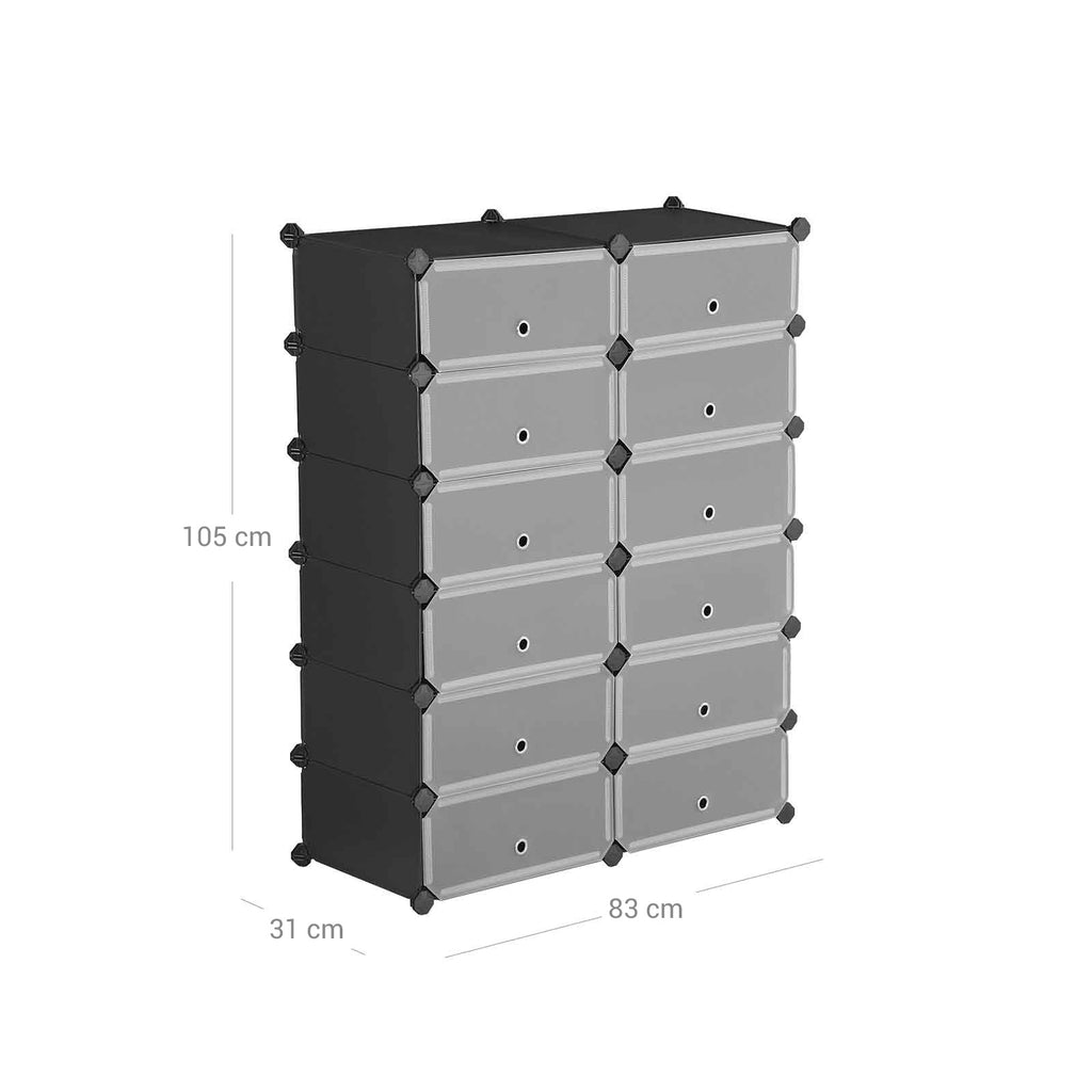 Kunststoffschrank 12 Fächer Schwarz
