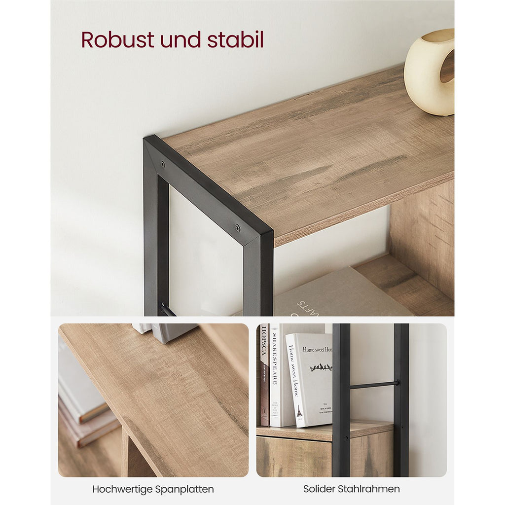 Bücherregal mit 4 offenen Regalebenen eichenbraun-schwarz