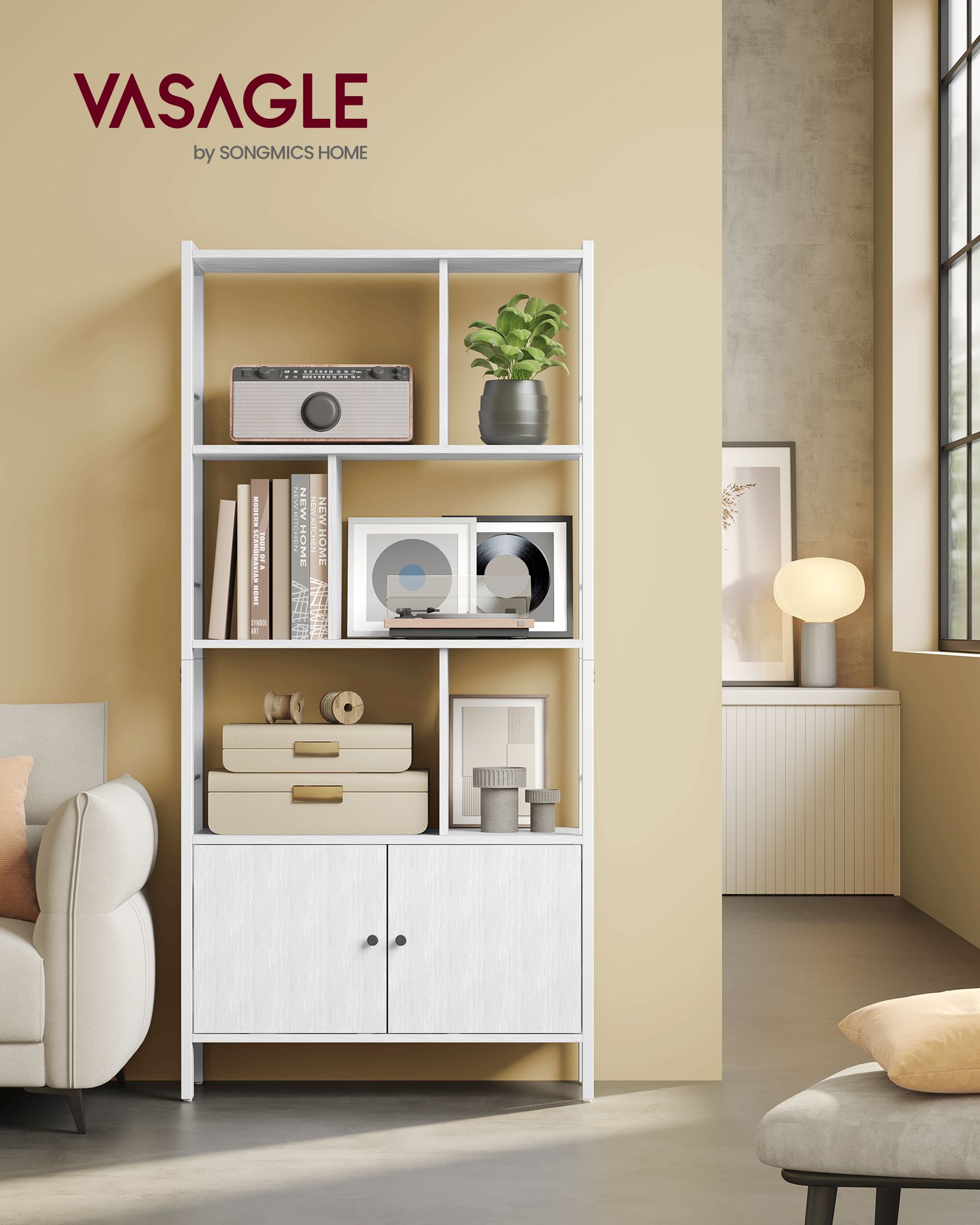 Bücherregal mit 4 offenen Regalebenen modern