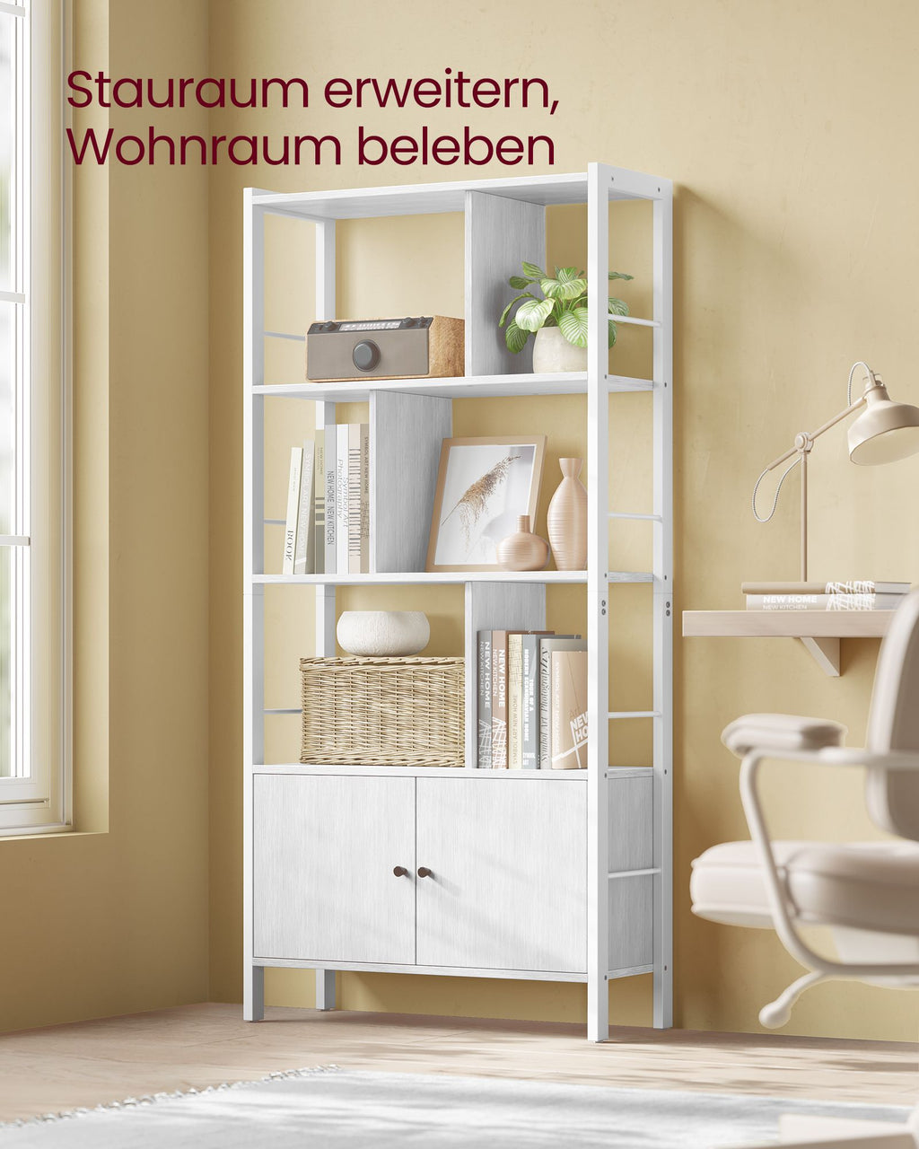 Bücherregal mit 4 offenen Regalebenen modern