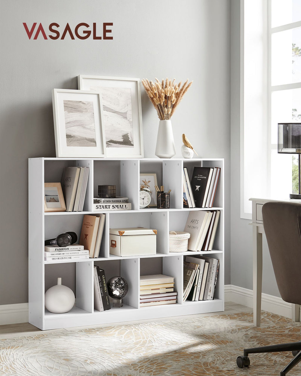 Bücherregal mit 11 Fächern weiß
