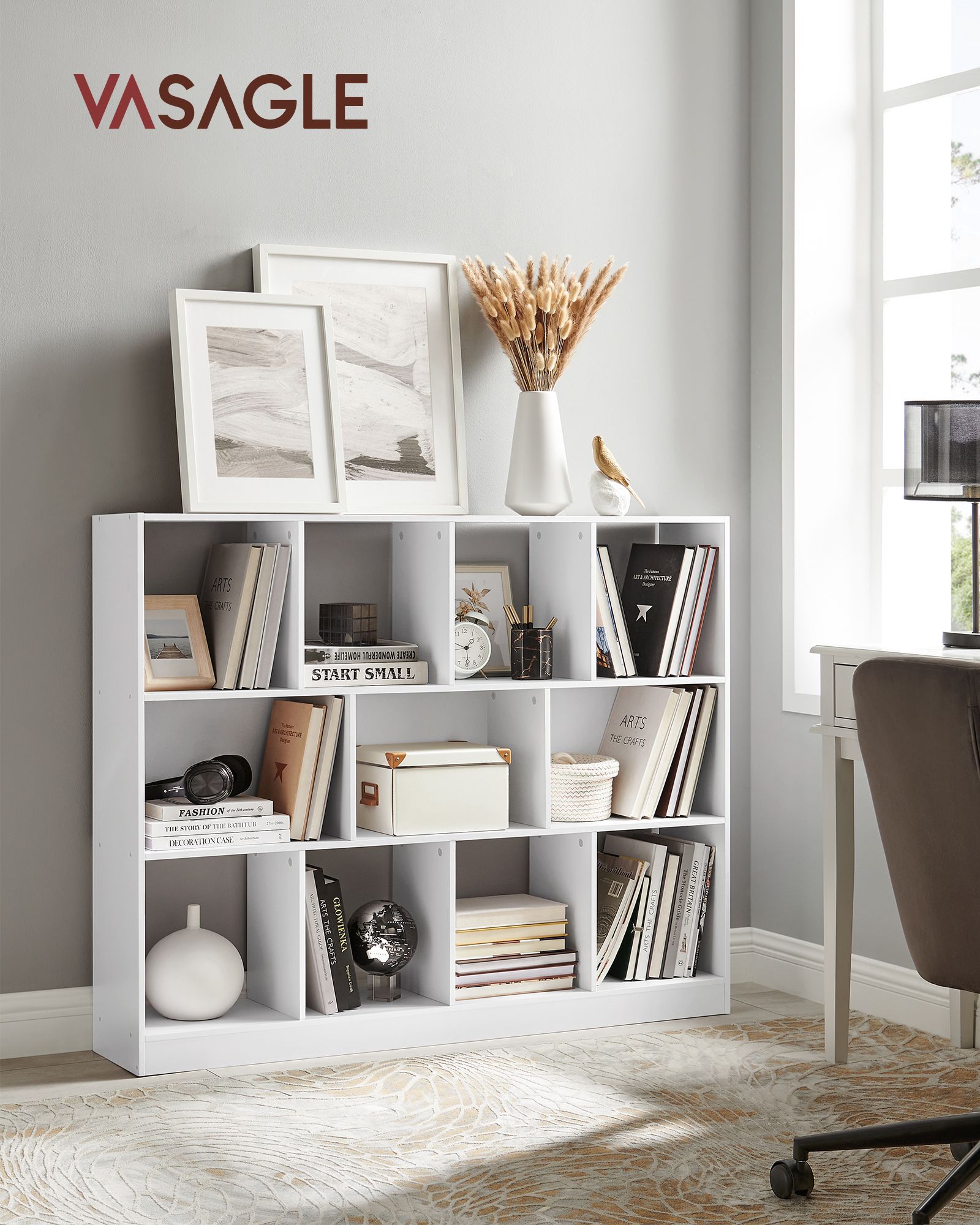 Bücherregal mit 11 Fächern weiß