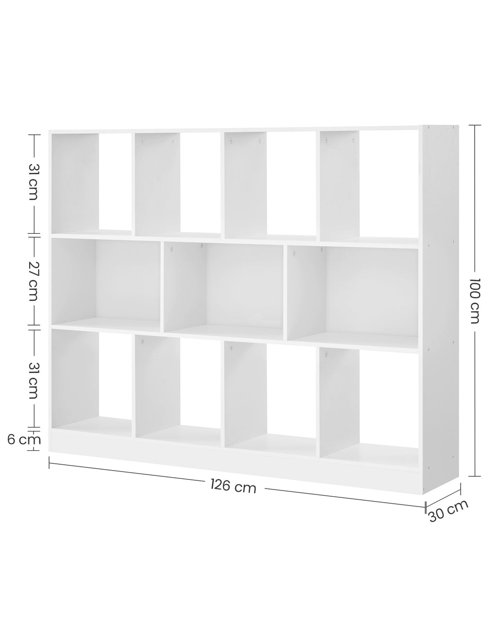 Bücherregal mit 11 Fächern weiß
