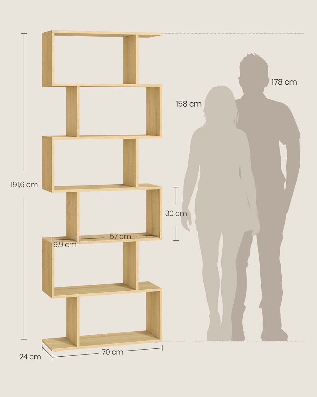 Bücherregal mit 6 Ebenen zur Präsentation